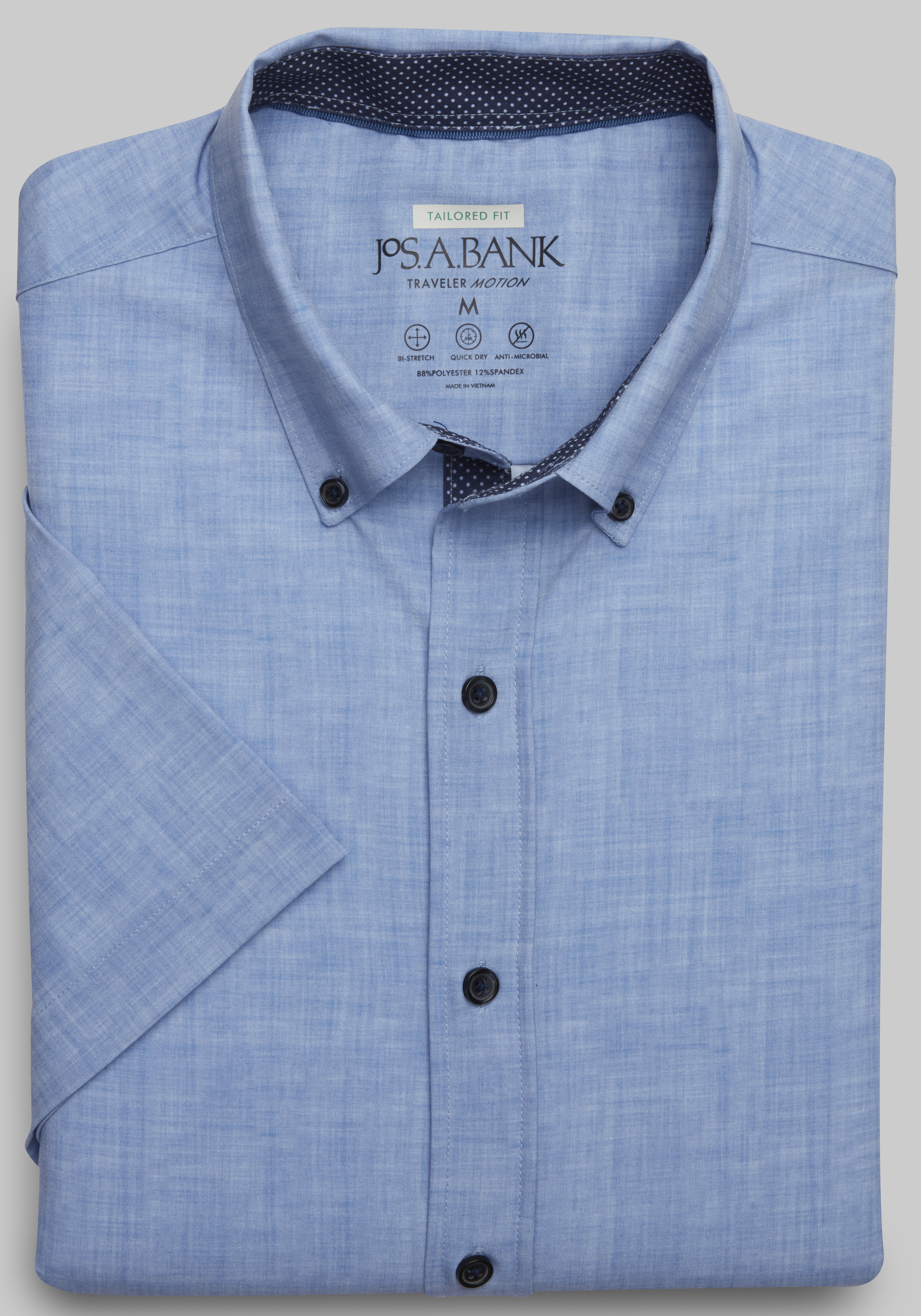 Men's CLEARANCE, Traveler Motion Tailored Fit 4 Way Stretch Short Sleeve Sportshirt - Big & Tall CLEARANCE - Jos A Bank