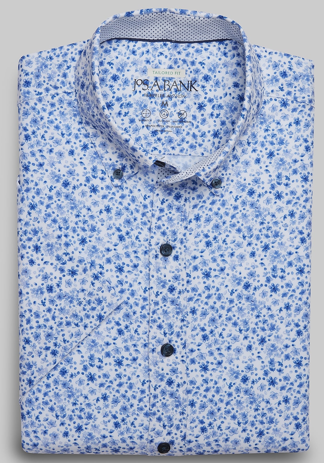 Traveler&reg; Motion Tailored Fit Floral 4 Way Stretch Short Sleeve Sportshirt CLEARANCE