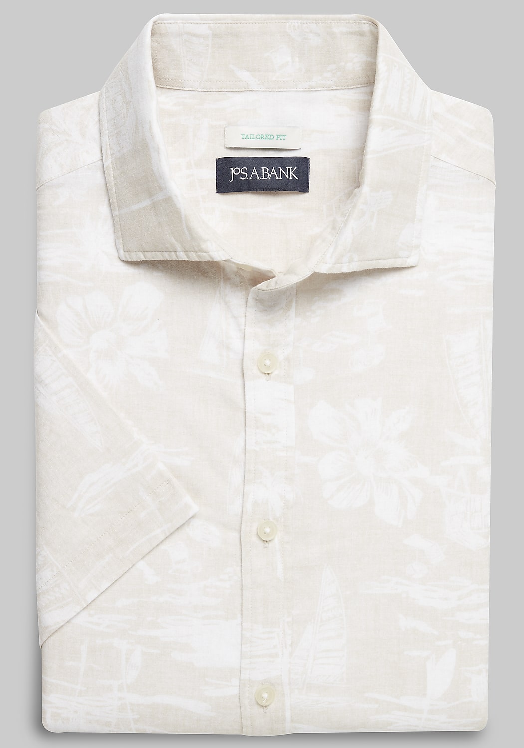 Jos. A. Bank Tailored Fit Tropical Short-Sleeve Sportshirt CLEARANCE