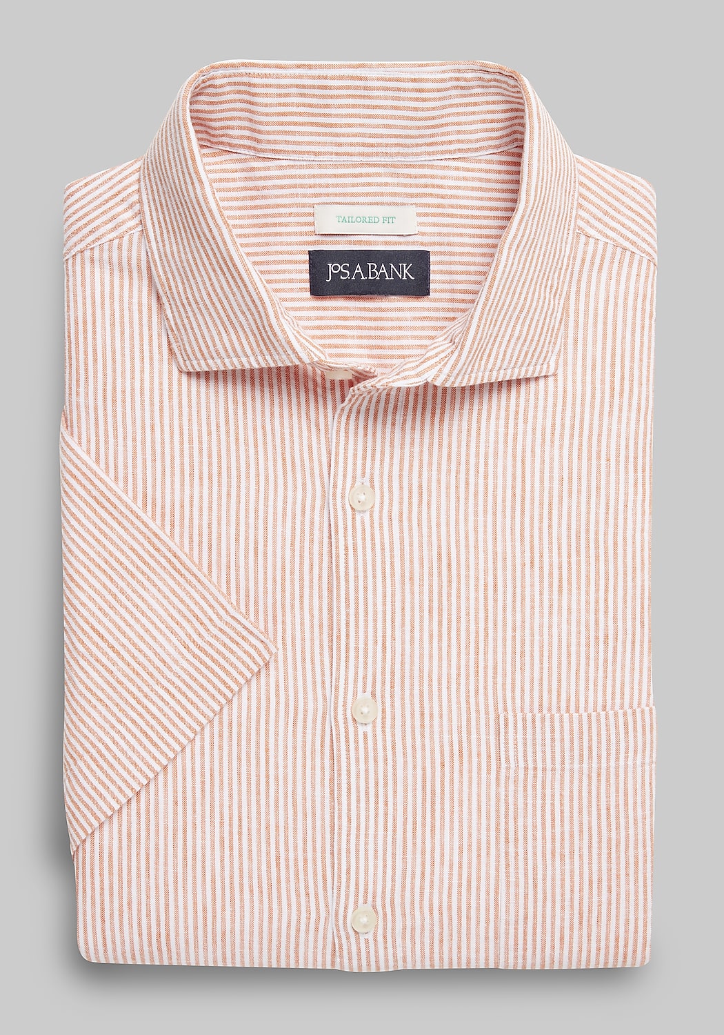 Jos. A. Bank Tailored Fit Stripe Short-Sleeve Sportshirt CLEARANCE