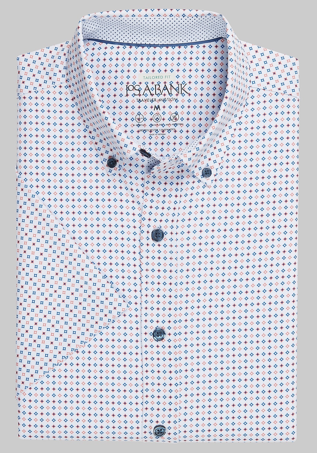 Traveler Collection Motion Mini Diamond 4-Way Stretch Short Sleeve Sportshirt CLEARANCE