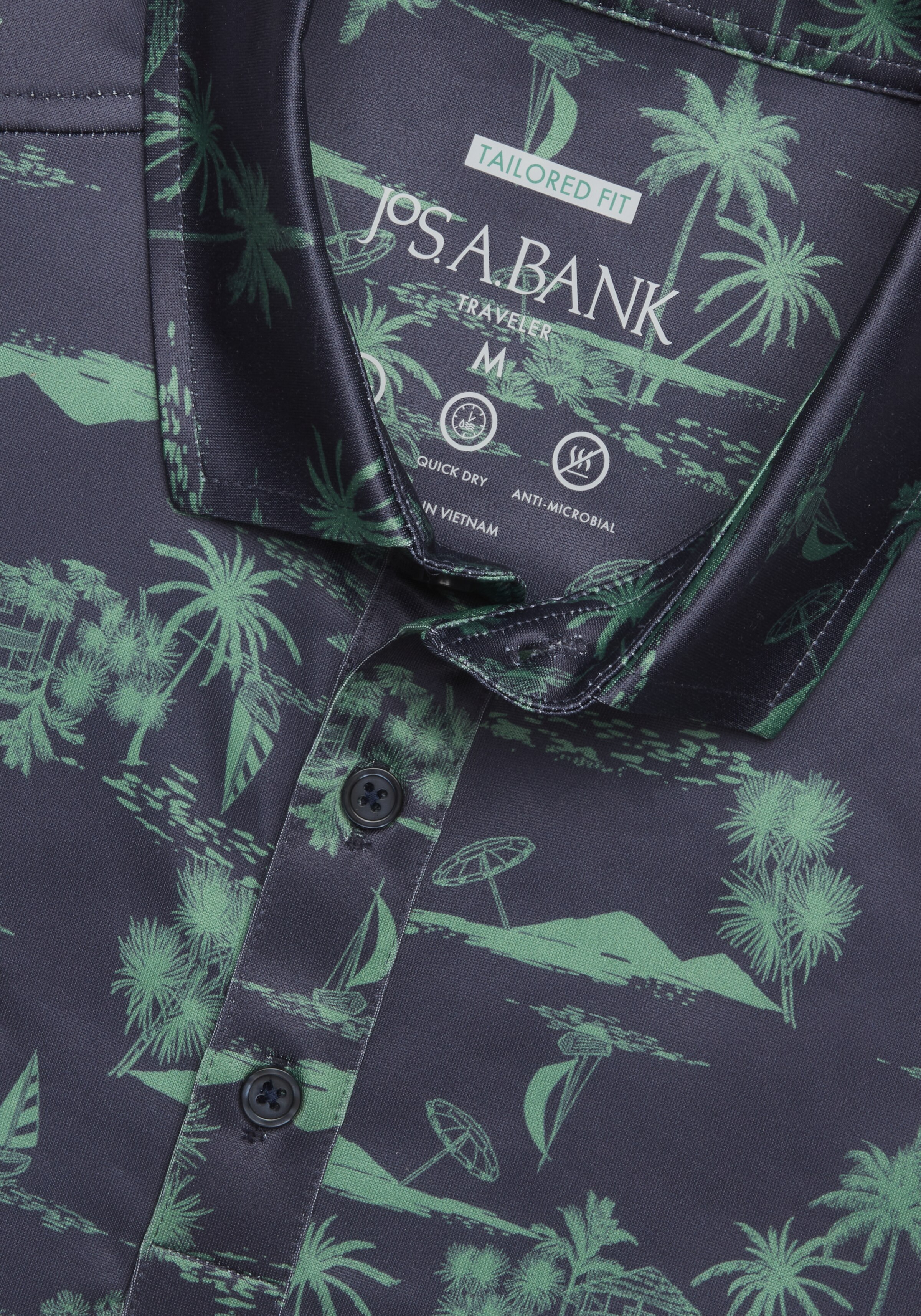 Traveler® Performance Tailored Fit Tropical Palm Golf Polo CLEARANCE