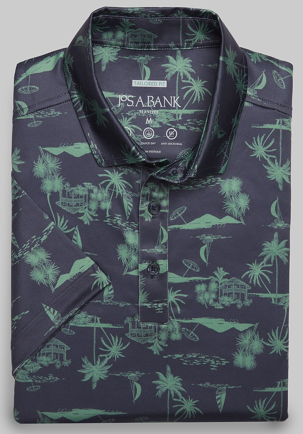 Traveler Performance Tailored Fit Tropical Palm Golf Polo - Big & Tall CLEARANCE