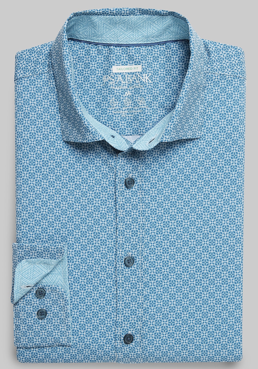 Traveler Motion Tailored Fit 4-Way Stretch Geometric Sportshirt - Big & Tall CLEARANCE