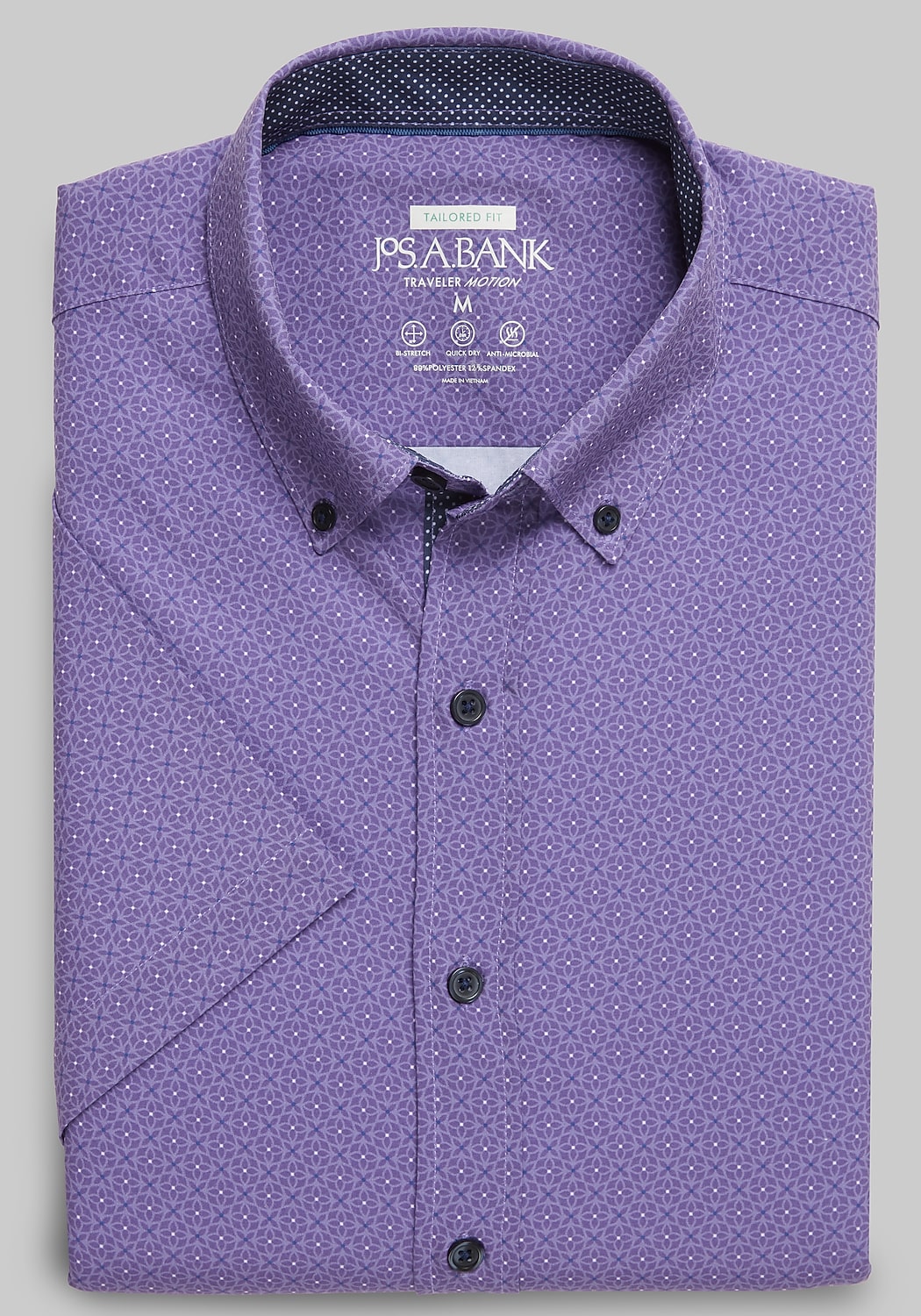 Traveler&reg; Motion Tailored Fit 4-Way Stretch Mini Geometric Short-Sleeve Sportshirt CLEARANCE