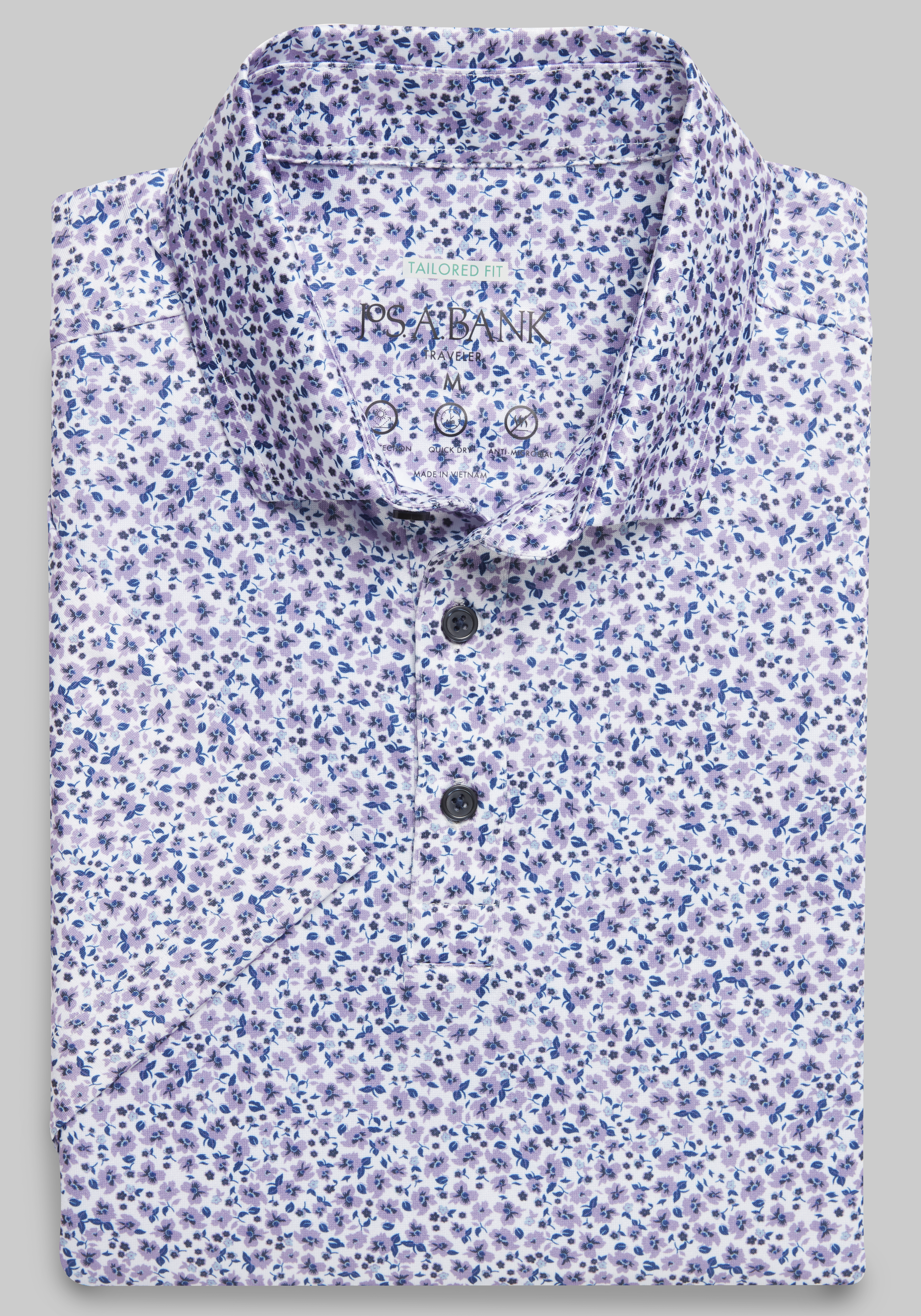 Men's Casual Tops, Traveler Performance Tailored Fit Floral Golf Polo - Jos A Bank