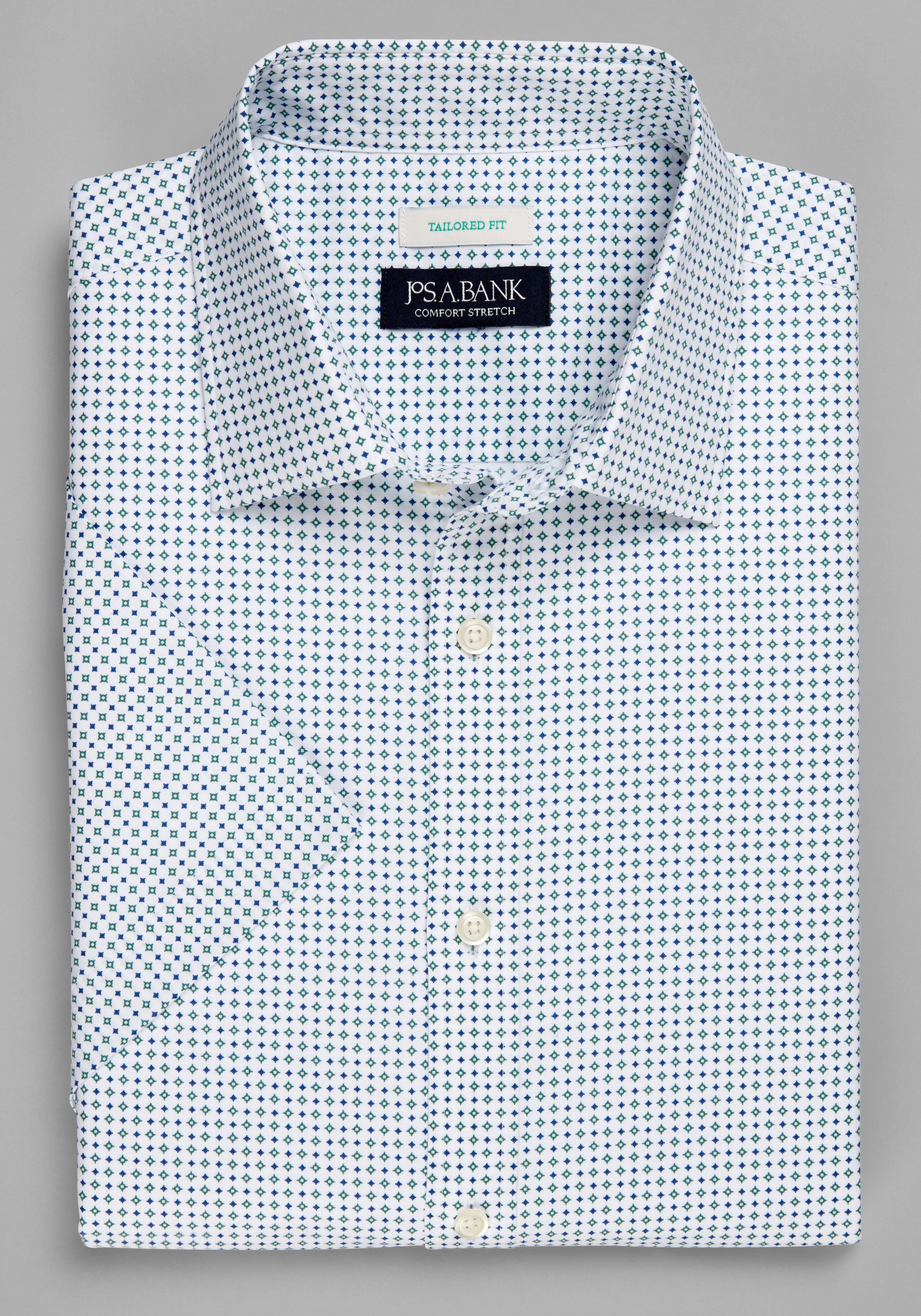 Men's Casual Tops, Jos. A. Bank Tailored Fit Diamond Short Sleeve Sportshirt - Jos A Bank