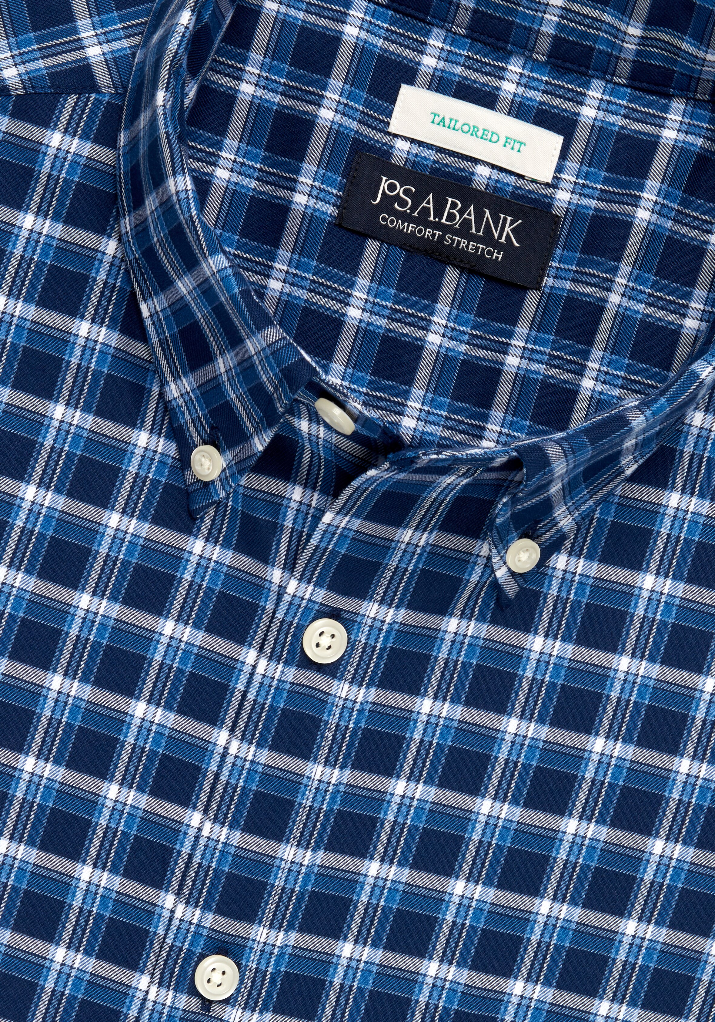 Jos. A. Bank Tailored Fit Medium Offset Plaid Sportshirt CLEARANCE