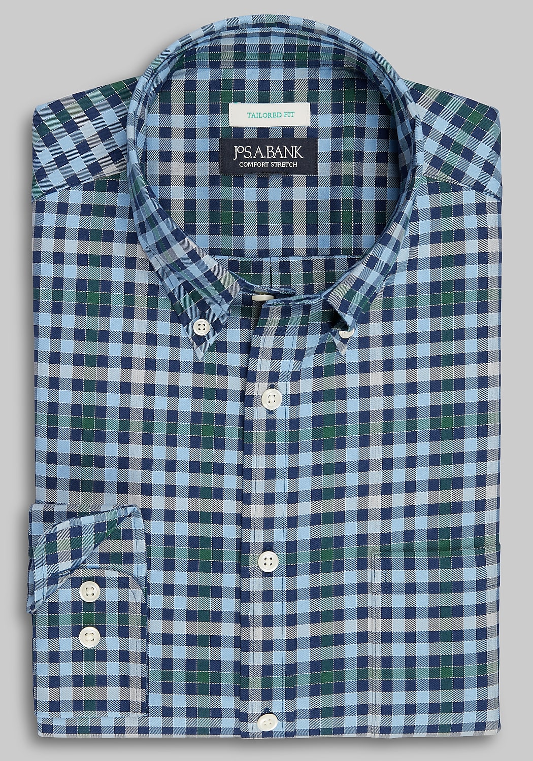 Jos. A. Bank Tailored Fit Large Picnic Check Sportshirt - Big & Tall