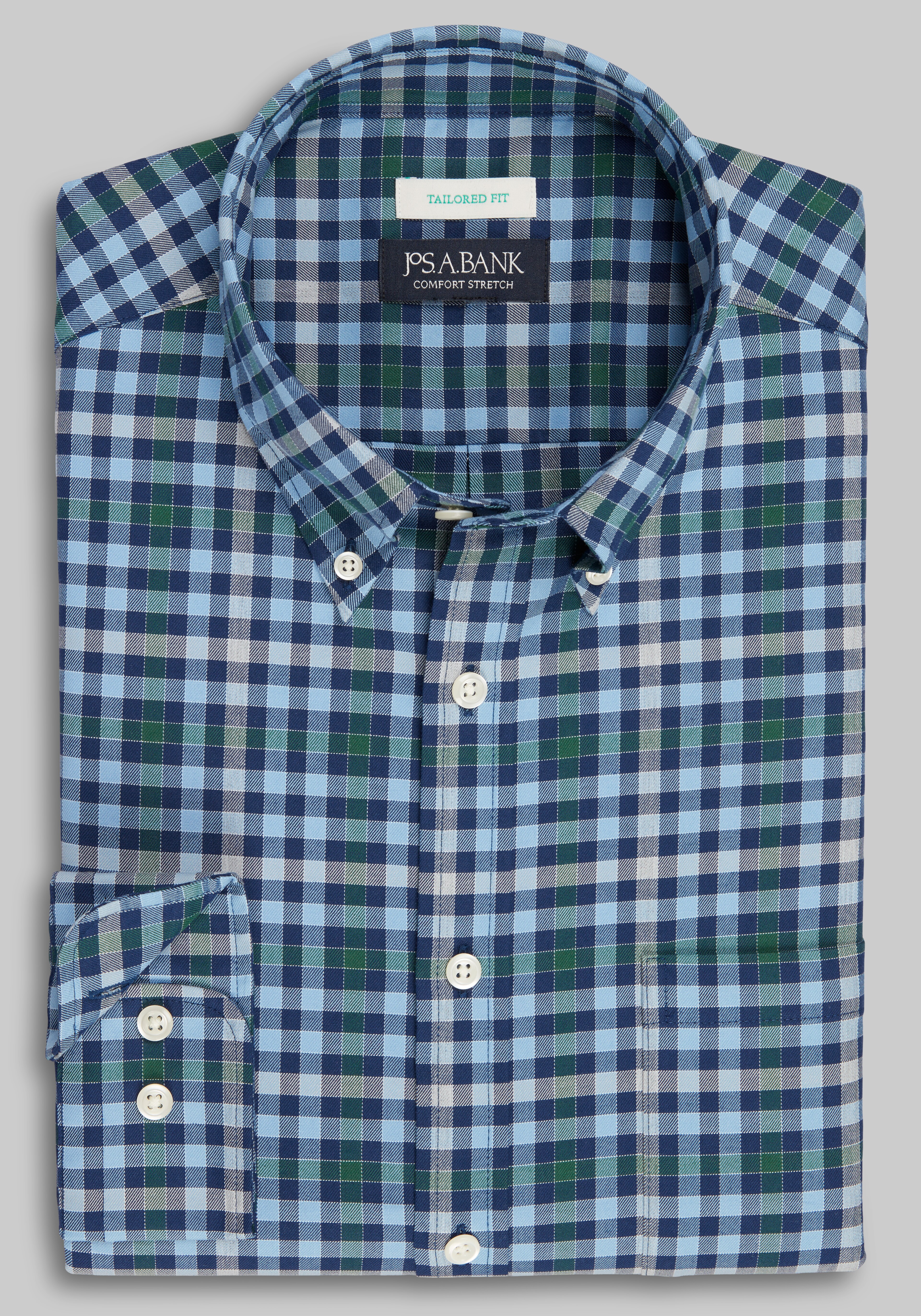 Jos. A. Bank Tailored Fit Large Picnic Check Button Up Shirt CLEARANCE