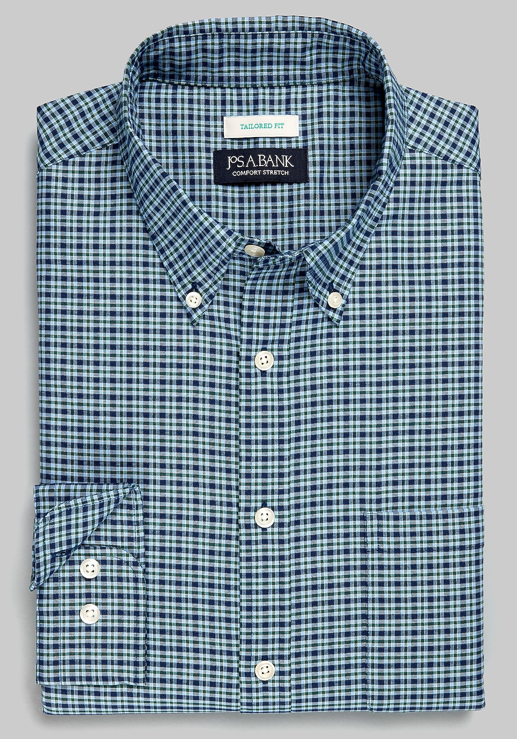 Jos. A. Bank Tailored Fit Small Classic Check Sportshirt -Big & Tall