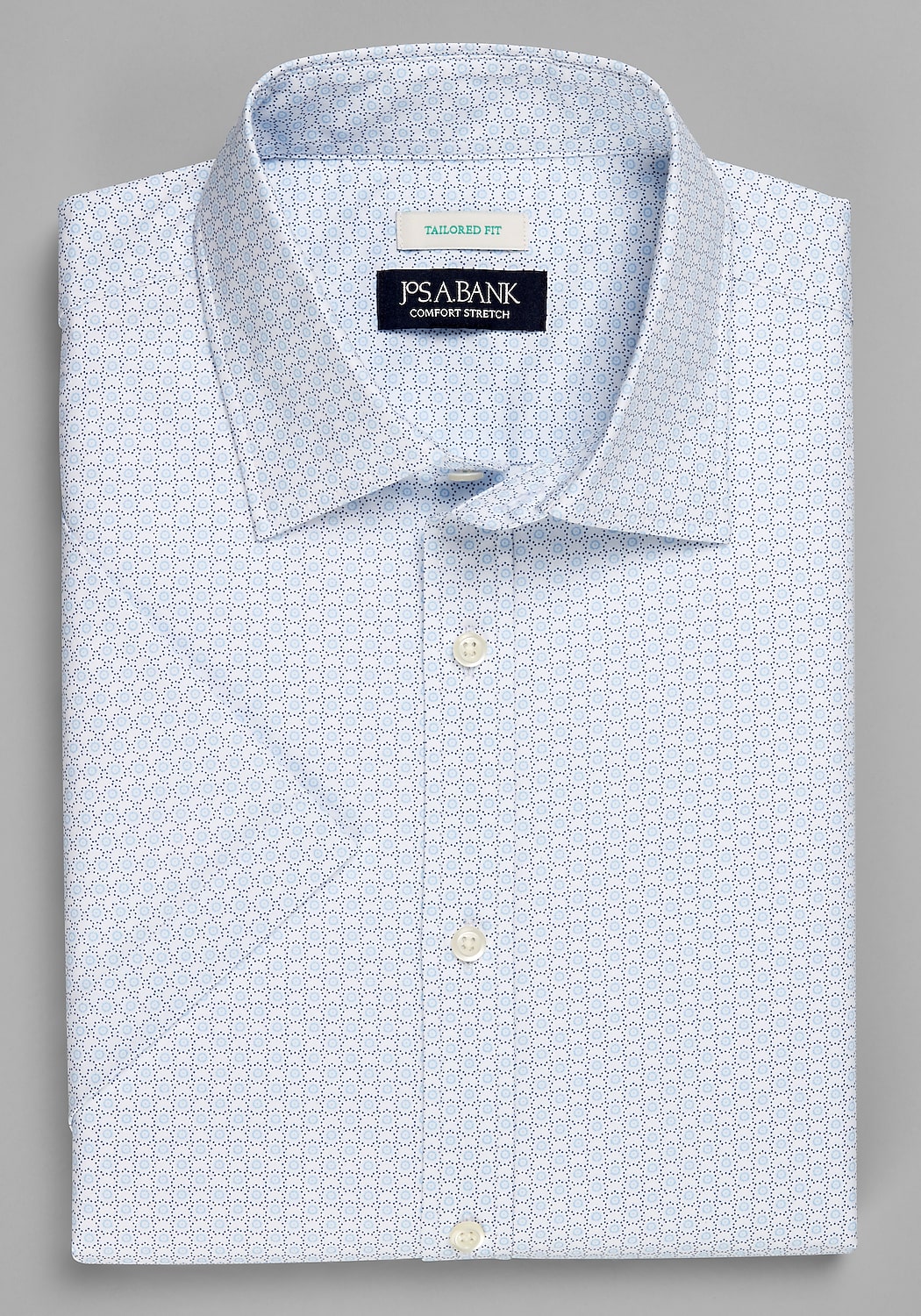 Jos. A. Bank Tailored Fit Circle Dot Short Sleeve Sportshirt