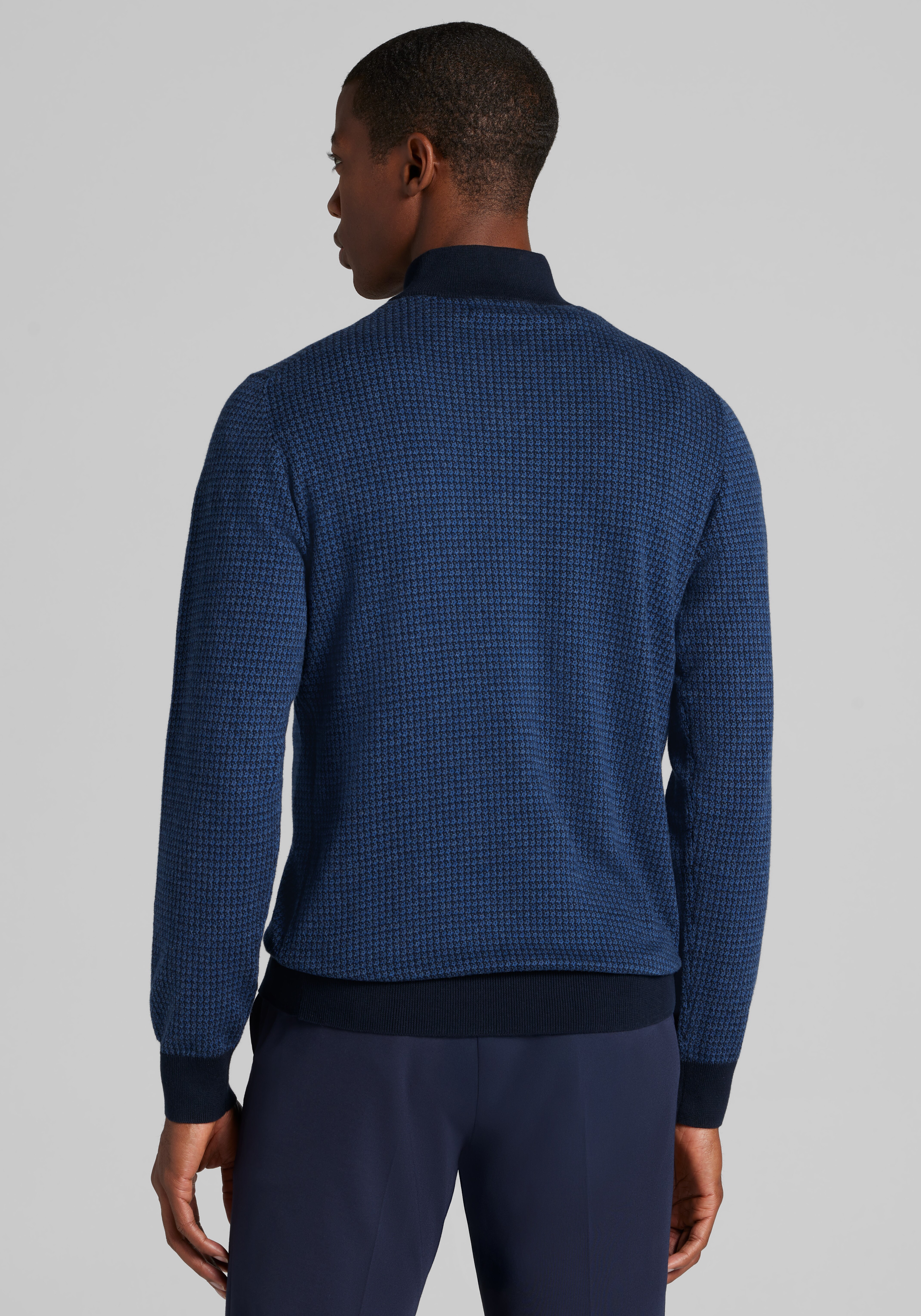 Jos. A. Bank Tailored Fit Jacquard 1/4 Zip Sweater CLEARANCE