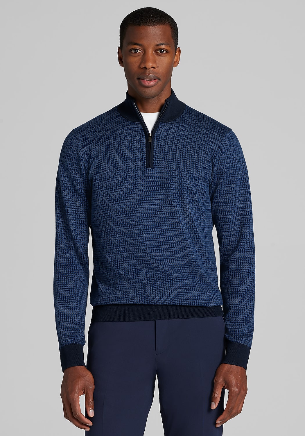 Jos. A. Bank Tailored Fit Jacquard 1/4 Zip Sweater - Big & Tall