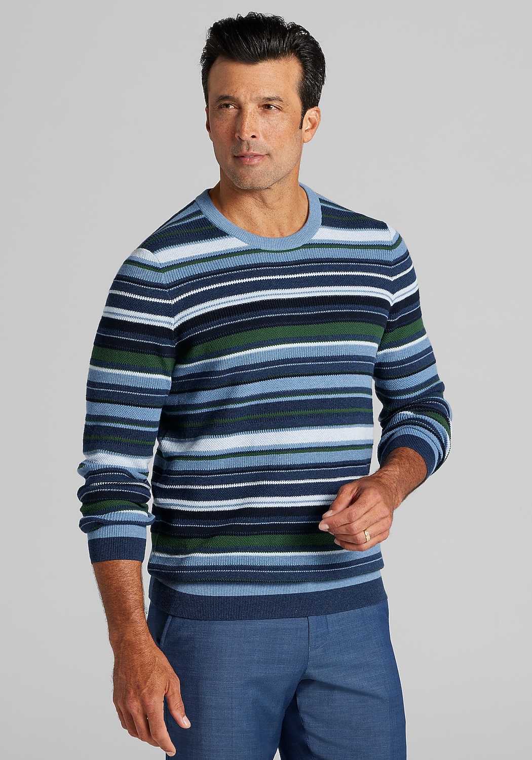 Jos. A. Bank Tailored Fit Striped Roadmap Sweater - Big & Tall