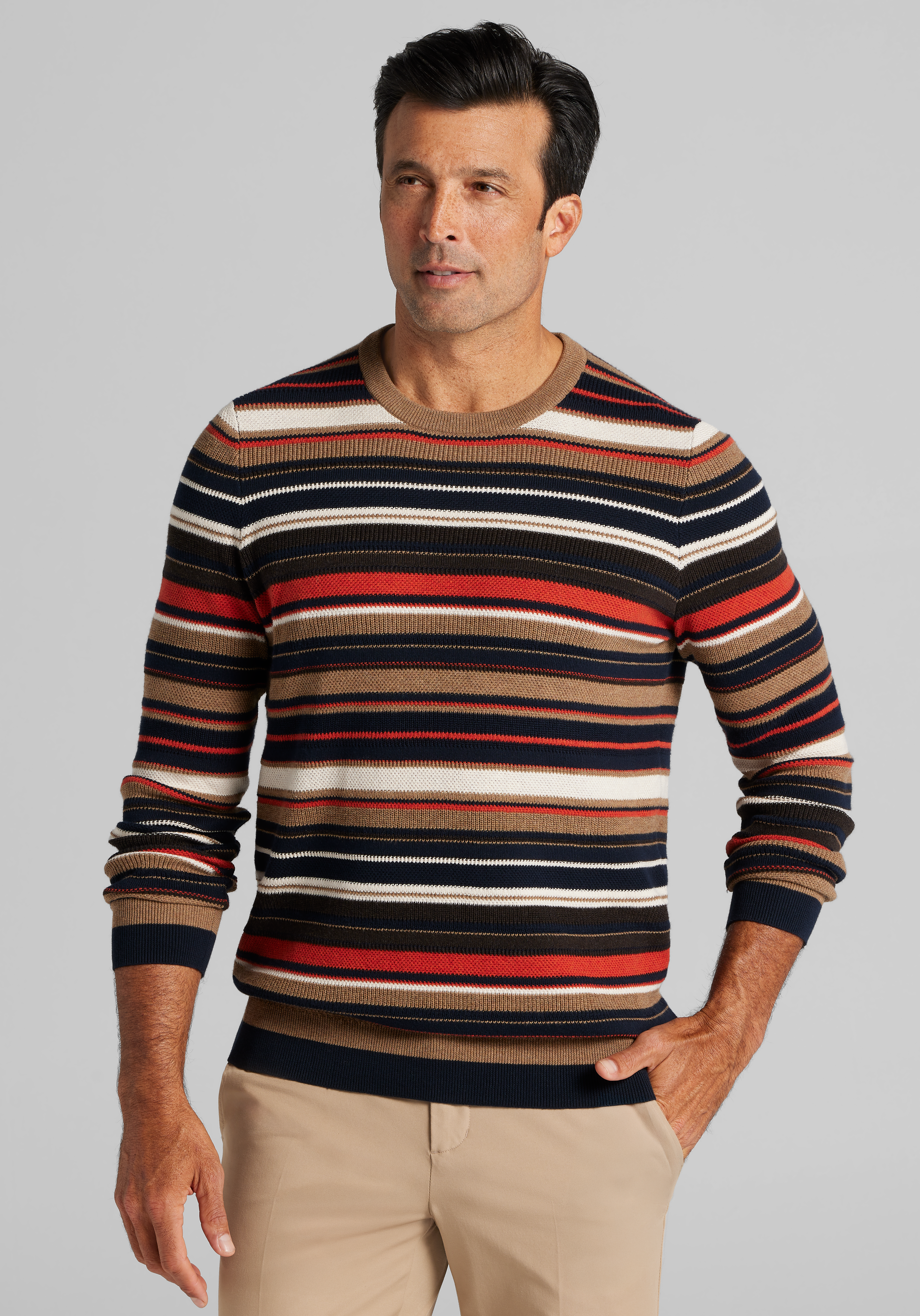 Men's Sweaters, Jos. A. Bank Tailored Fit Striped Roadmap Sweater - Jos A Bank