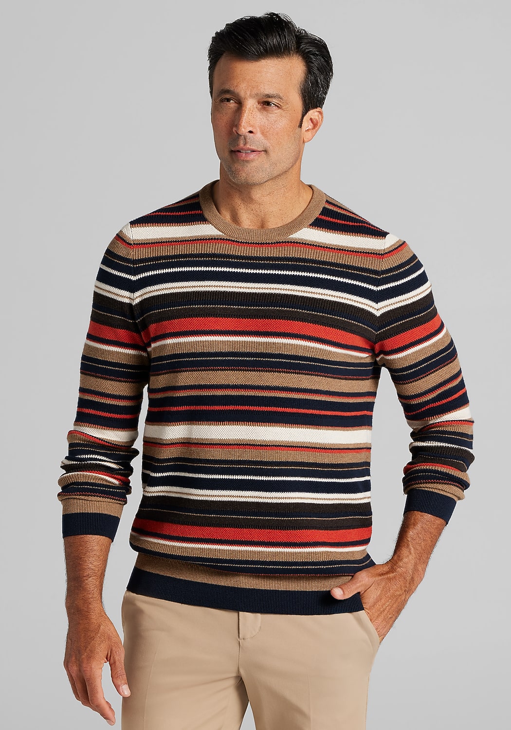 Jos. A. Bank Tailored Fit Striped Roadmap Sweater