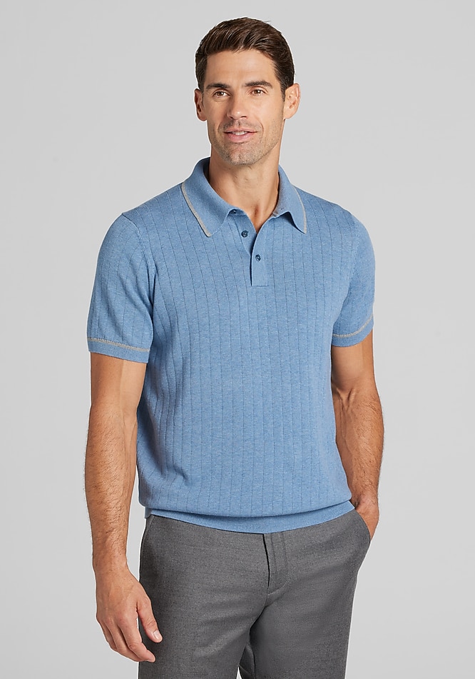 Jos. A. Bank Tailored Fit Drop Needle Polo CLEARANCE - Polos, Tees