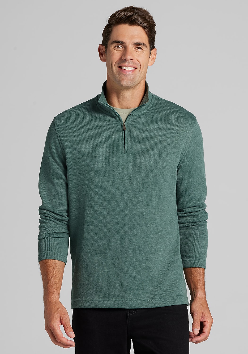 Jos. A. Bank Comfort Stretch Tailored Fit French Rib 1/4 Zip Pullover CLEARANCE