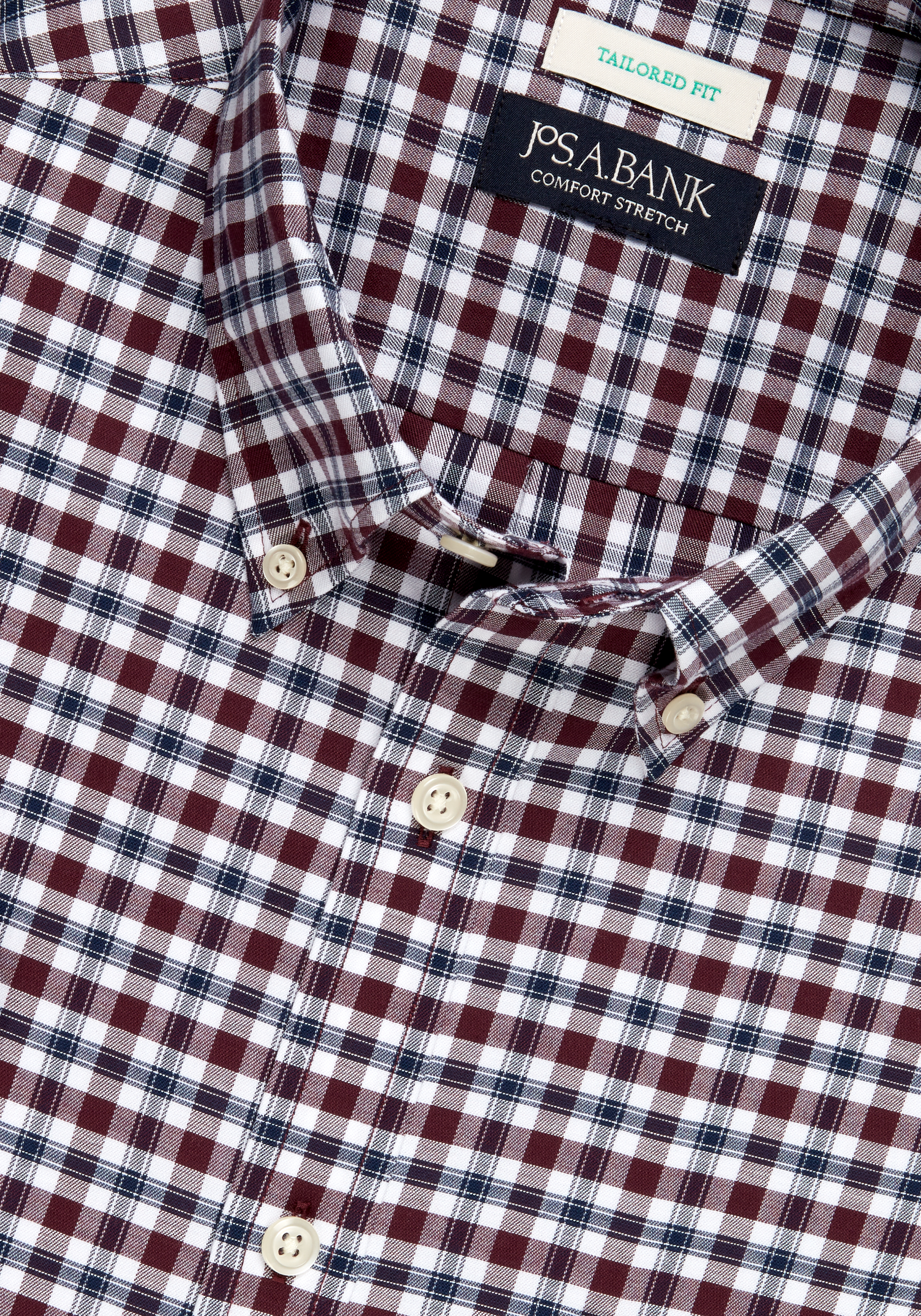 Jos. A. Bank Tailored Fit Plaid Long Sleeve Sportshirt - Big & Tall CLEARANCE