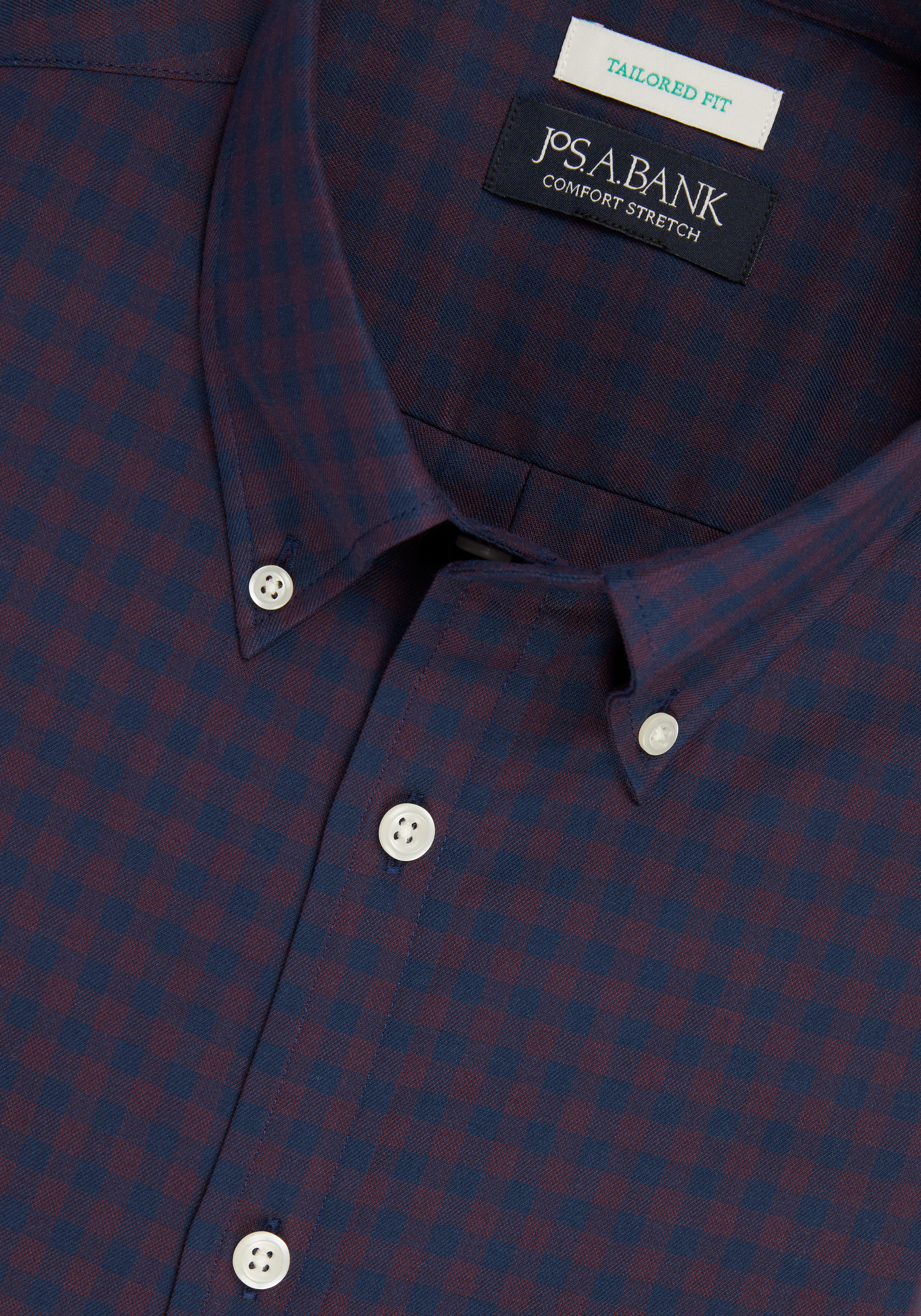 Jos. A. Bank Tailored Fit Gingham Long Sleeve Sportshirt - Big & Tall CLEARANCE