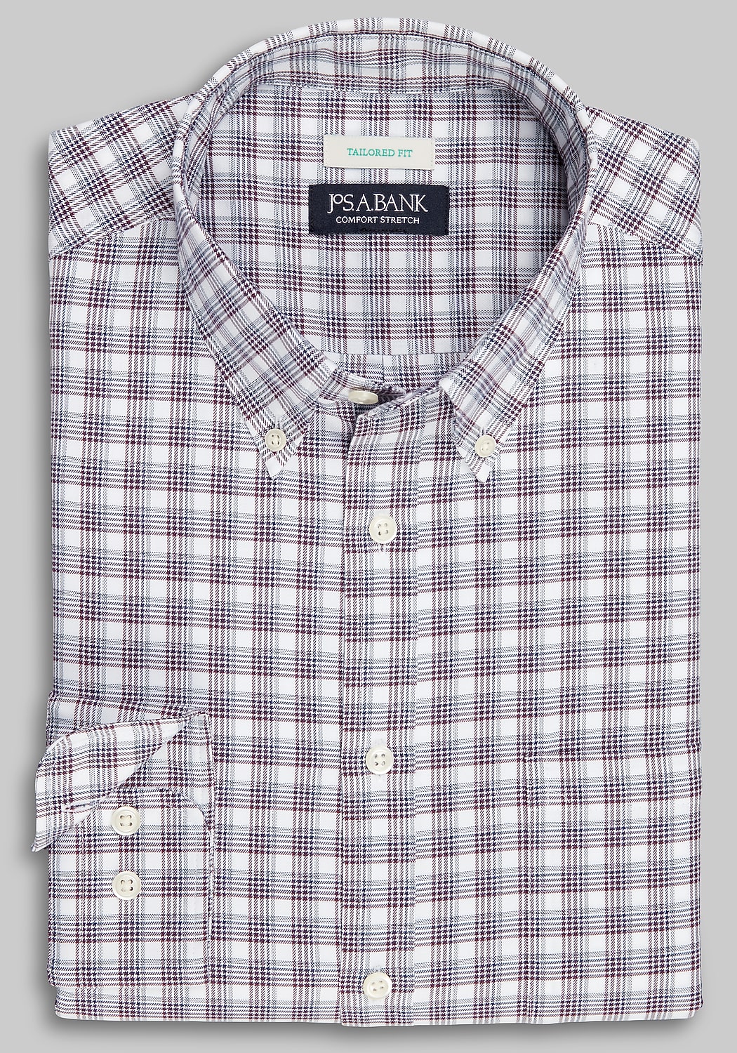 Jos. A. Bank Tailored Fit Check Long Sleeve Sportshirt - Big & Tall