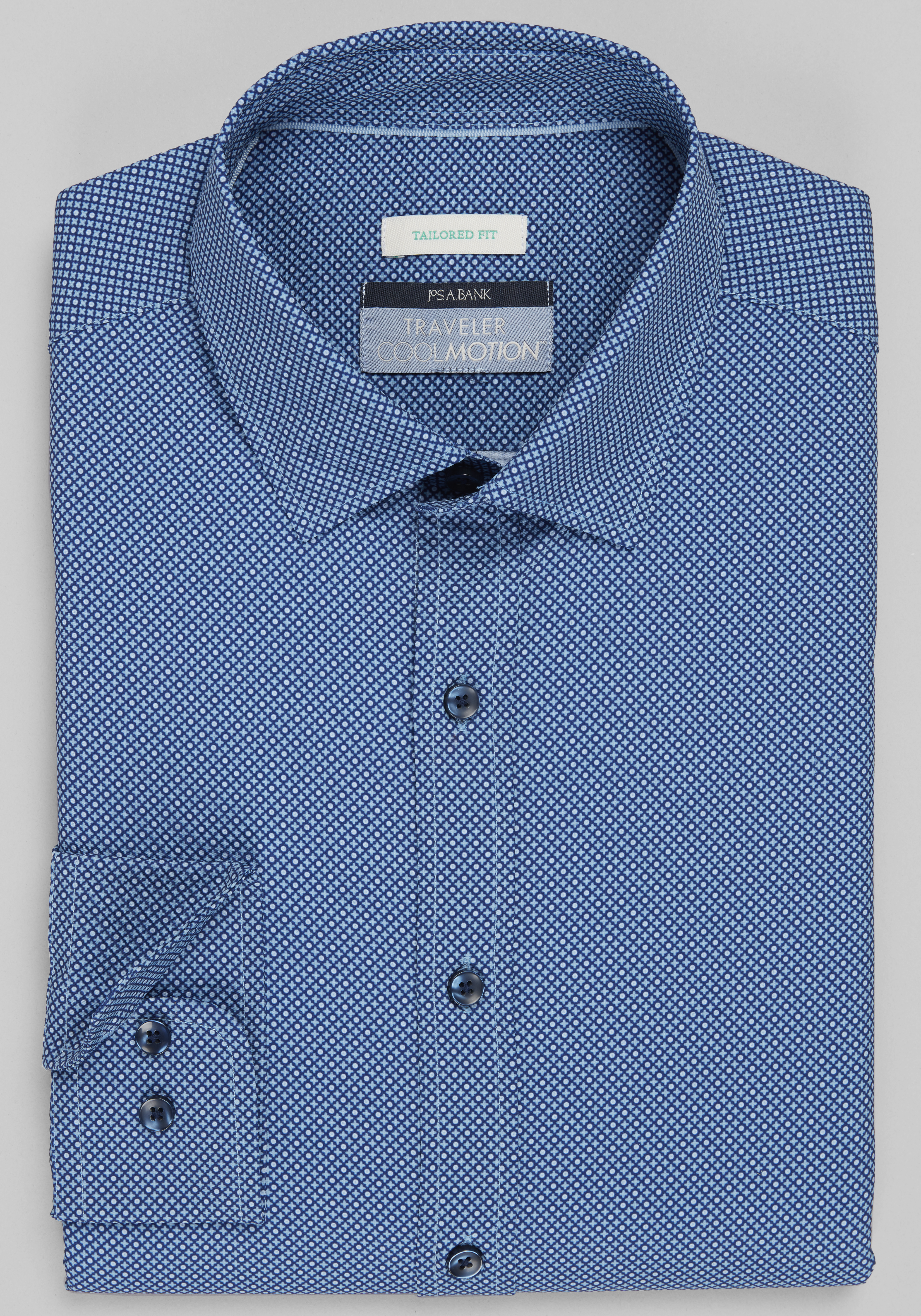 Men's Casual Tops, Traveler&reg; Collection Tailored Fit Tic Tac 4-Way Stretch Sportshirt - Jos A Bank