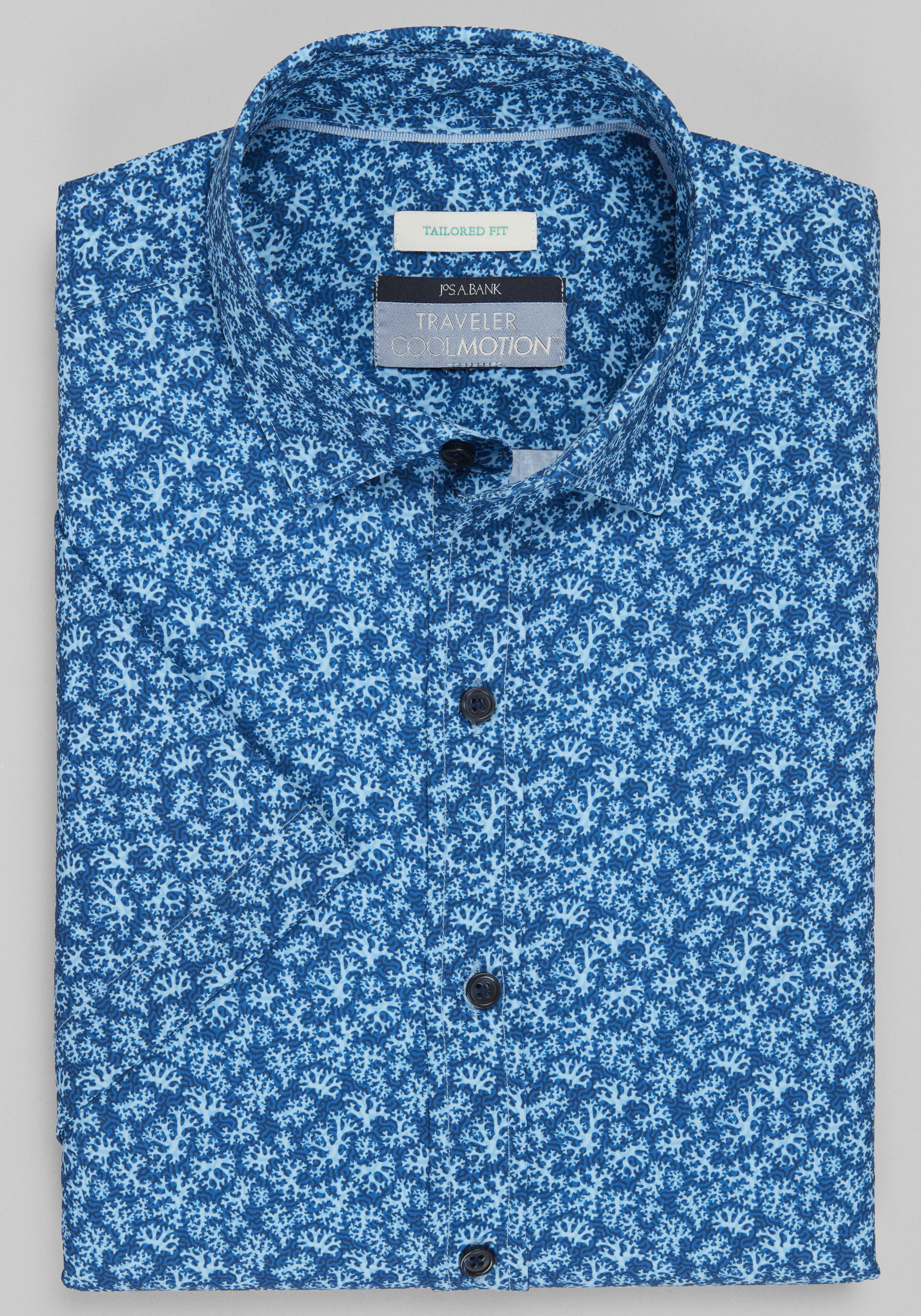 Men's FLYOUT_COLLECTION, Traveler&reg; Collection Tailored Fit Coral Reef 4-Way Stretch Short Sleeve Sportshirt - Big & Tall - Jos A Bank