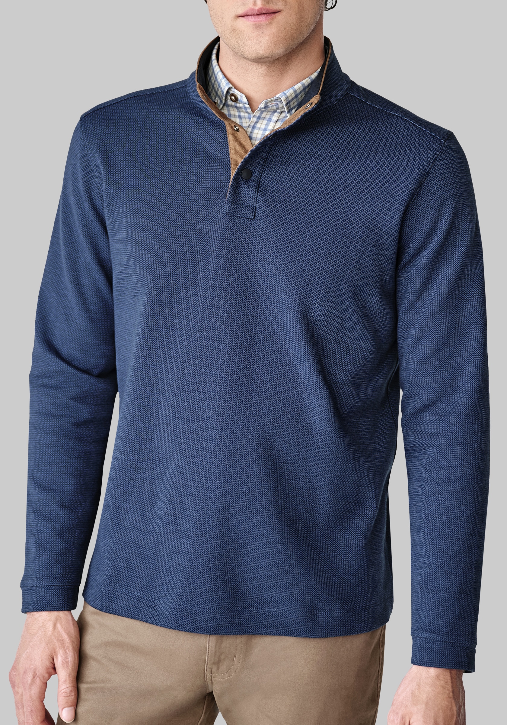 Men's Shoes, Johnston & Murphy Tailored Fit Cotton Quarter-Snap Pullover - Jos A Bank