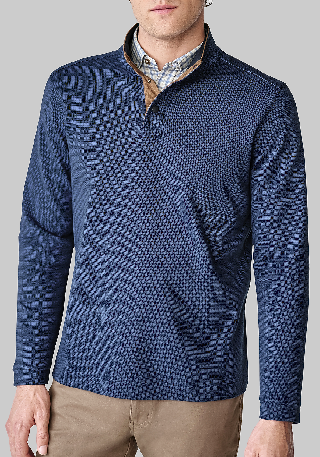 Johnston & Murphy Tailored Fit Cotton Quarter-Snap Pullover
