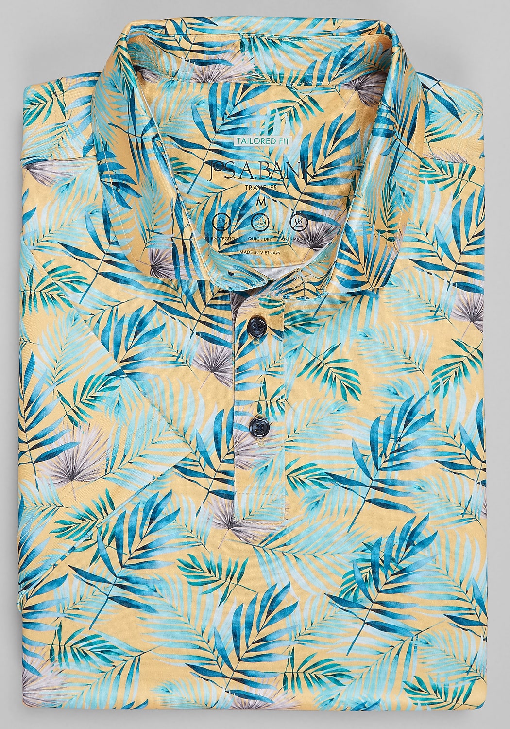 Traveler&reg; Collection Tailored Fit Tropical Leaves Polo - Big & Tall