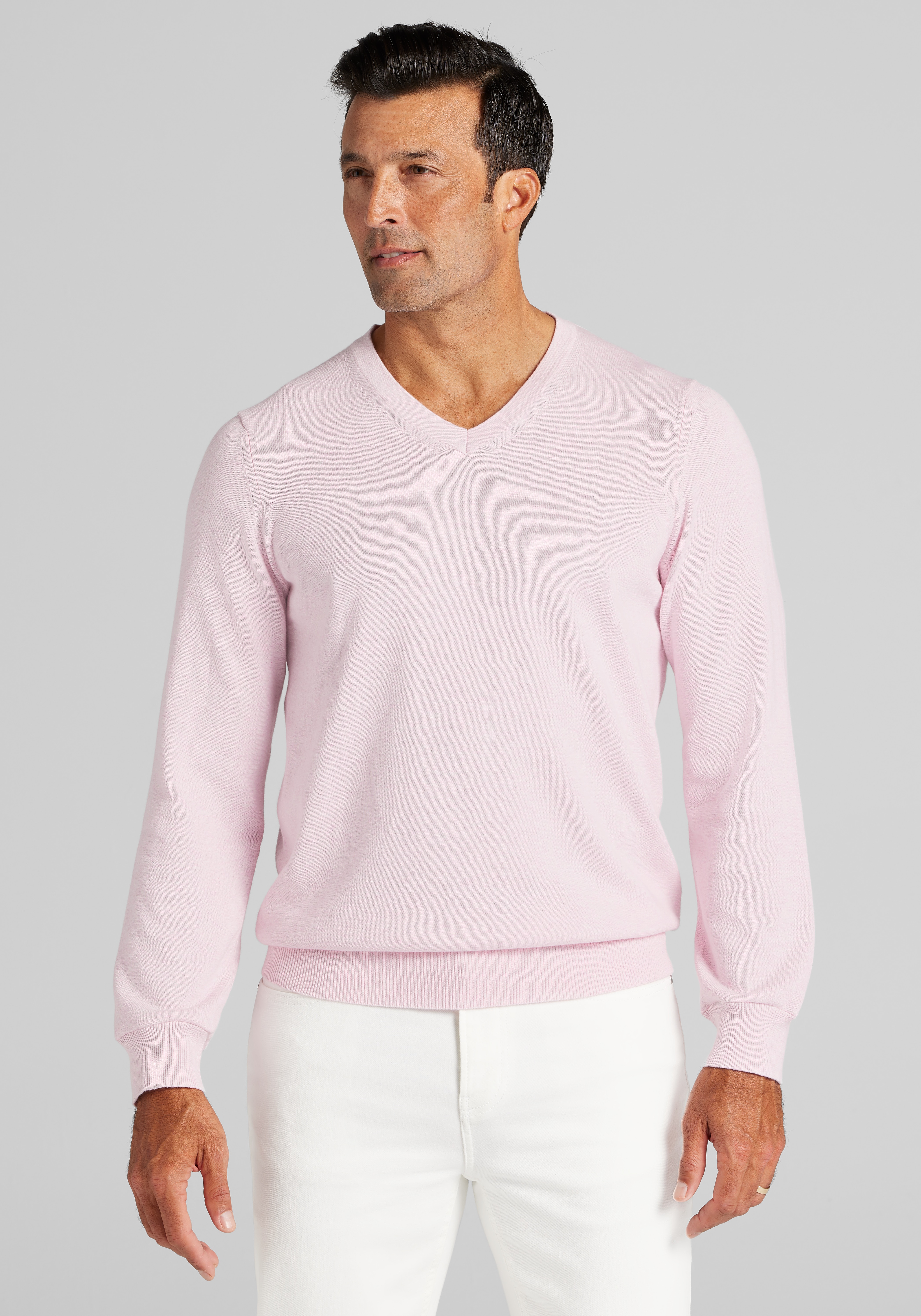 Men's Sweaters, Jos. A. Bank Tailored Fit Pima Cotton V-Neck Sweater - Jos A Bank