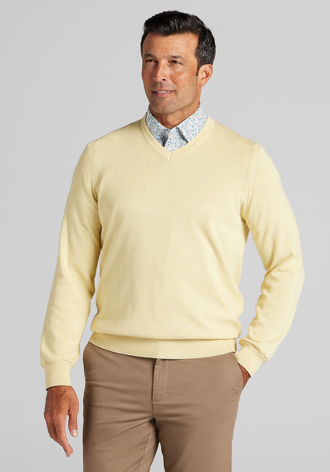 Jos. A. Bank Tailored Fit Pima Cotton V-Neck Sweater