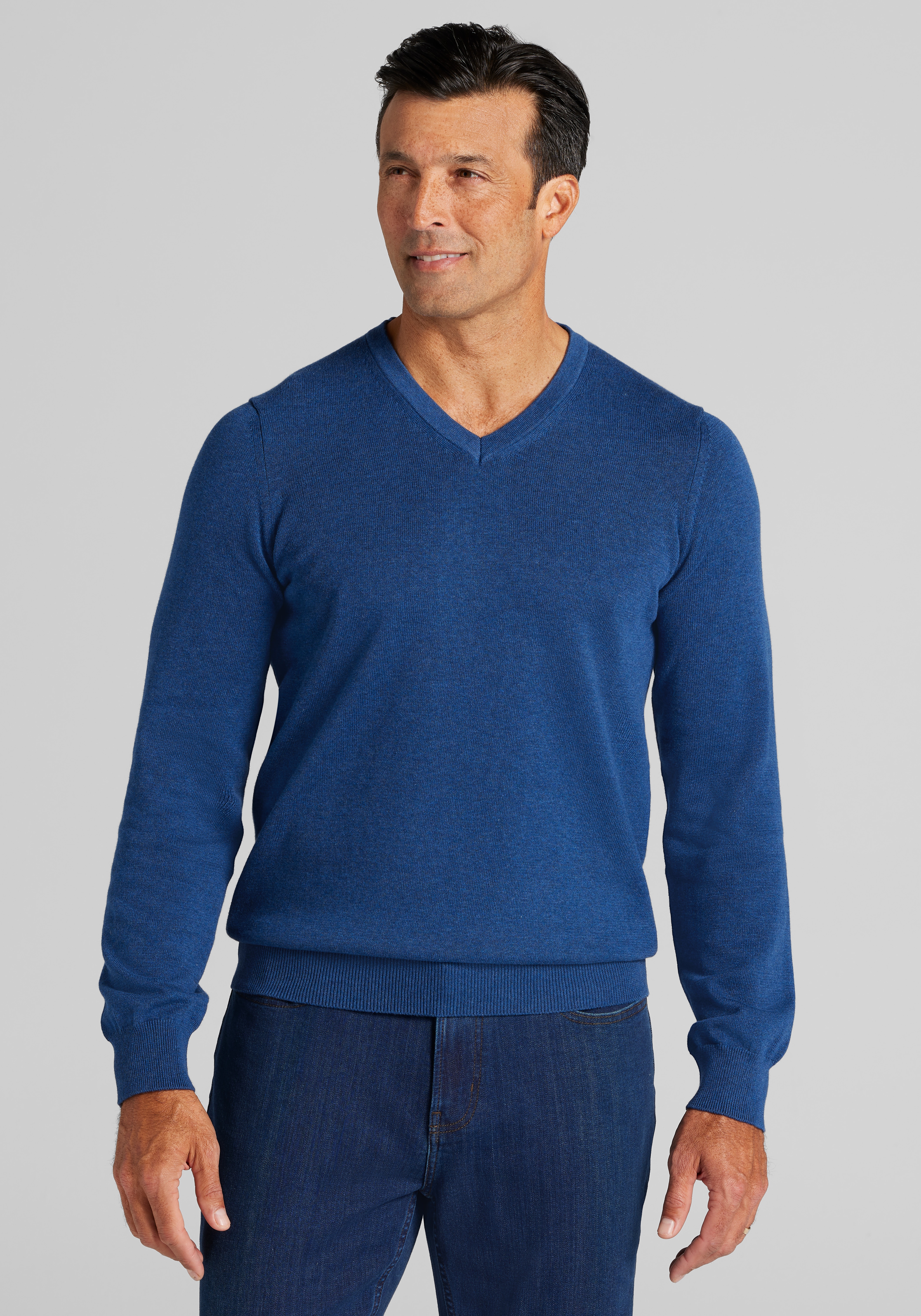 Men's Sweaters, Jos. A. Bank Tailored Fit Pima Cotton V-Neck Sweater - Jos A Bank