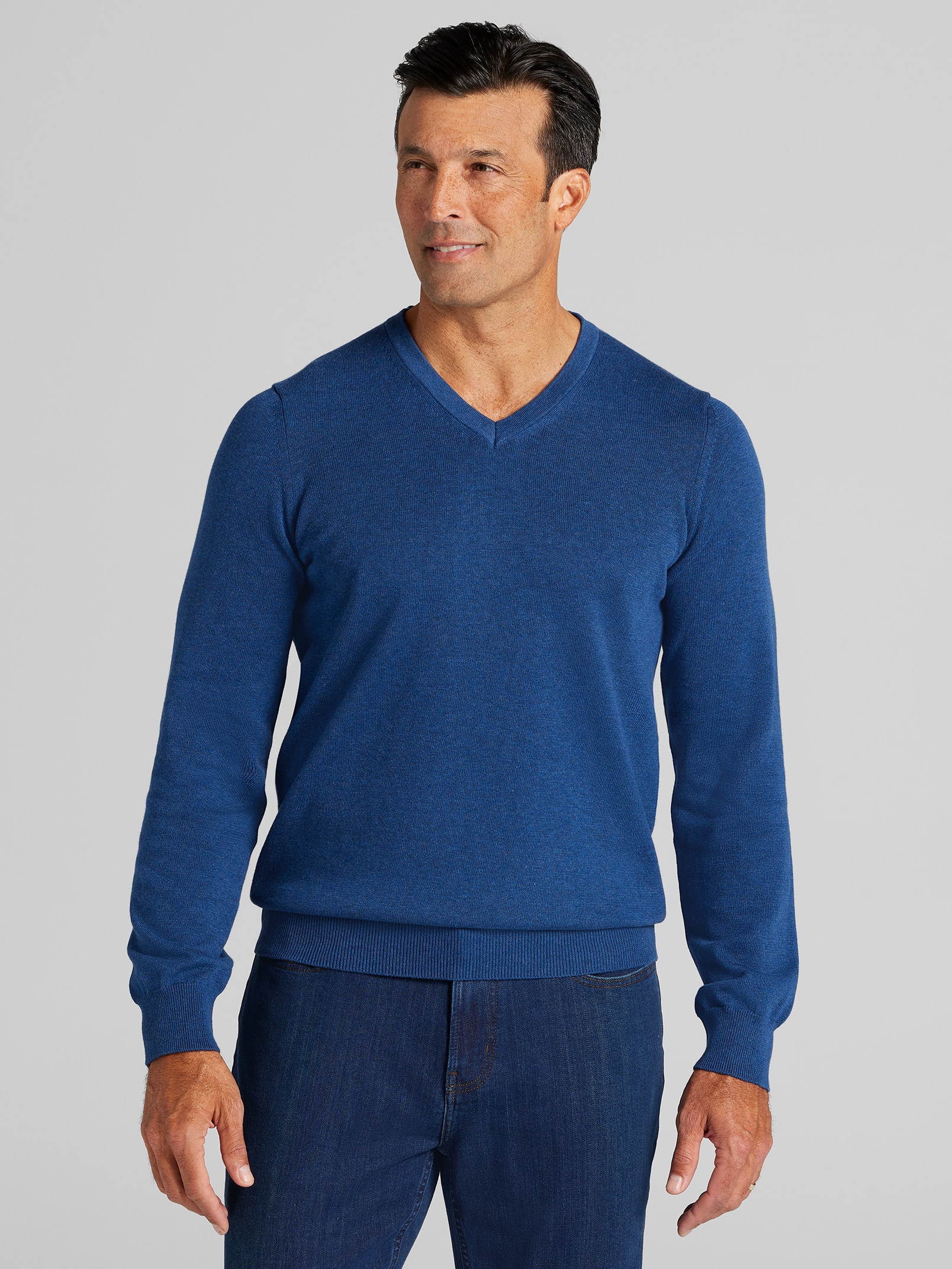 Men's New!, Jos. A. Bank Tailored Fit Pima Cotton V-Neck Sweater - Jos A Bank
