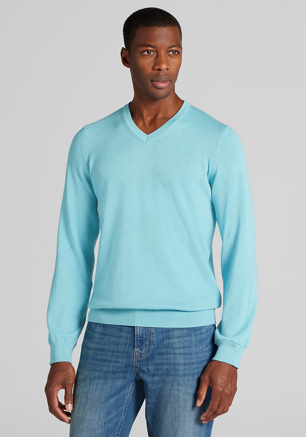 Jos. A. Bank Tailored Fit Pima Cotton V-Neck Sweater