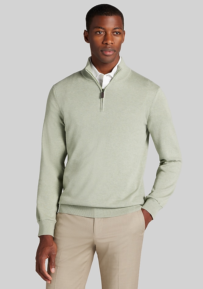 Jos. A. Bank Tailored Fit Pima Cotton 1/4-Zip Sweater - Big & Tall
