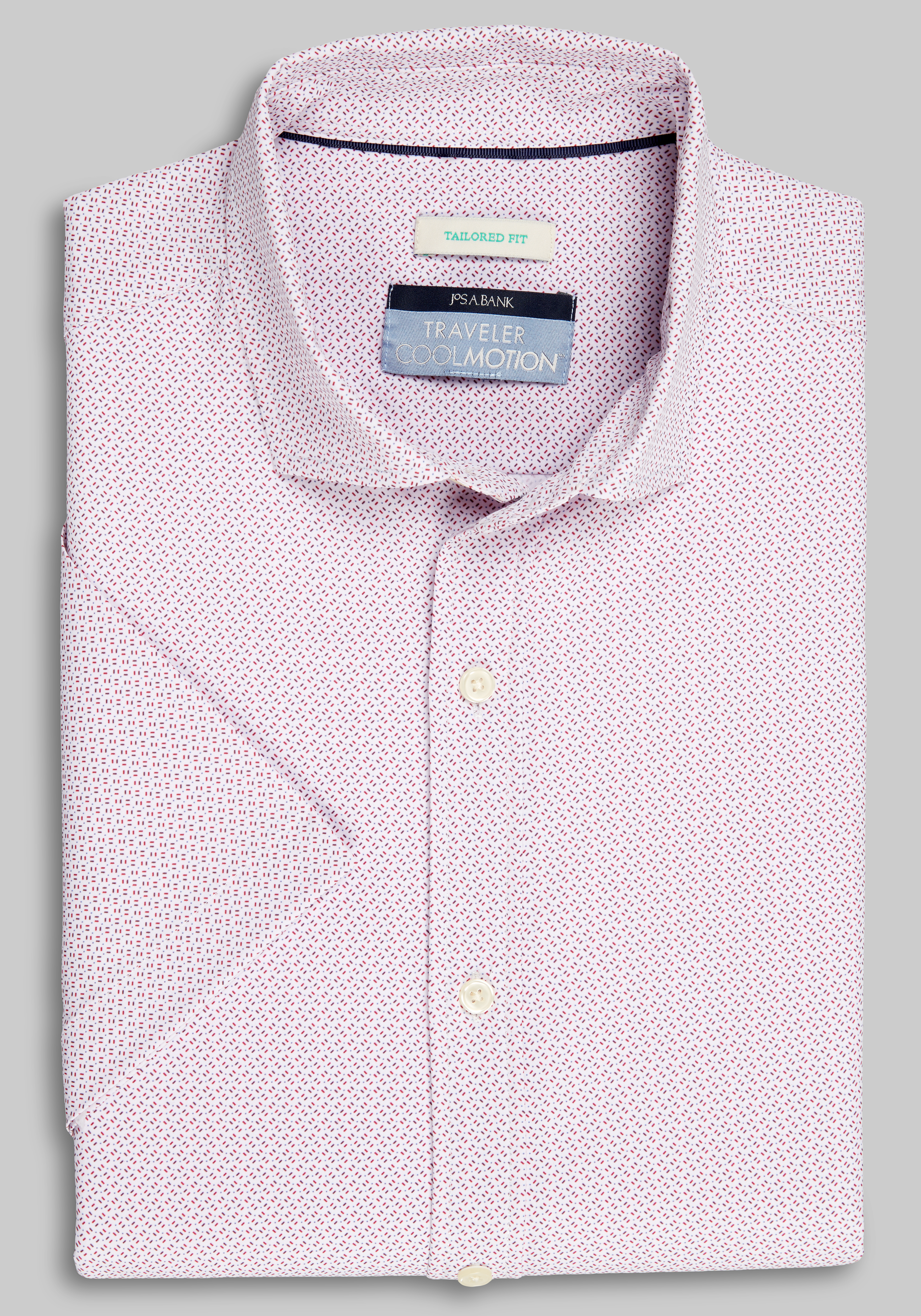 Men's Casual Tops, Traveler Collection Tailored Fit Dash 4-Way Stretch Short Sleeve Sportshirt - Jos A Bank