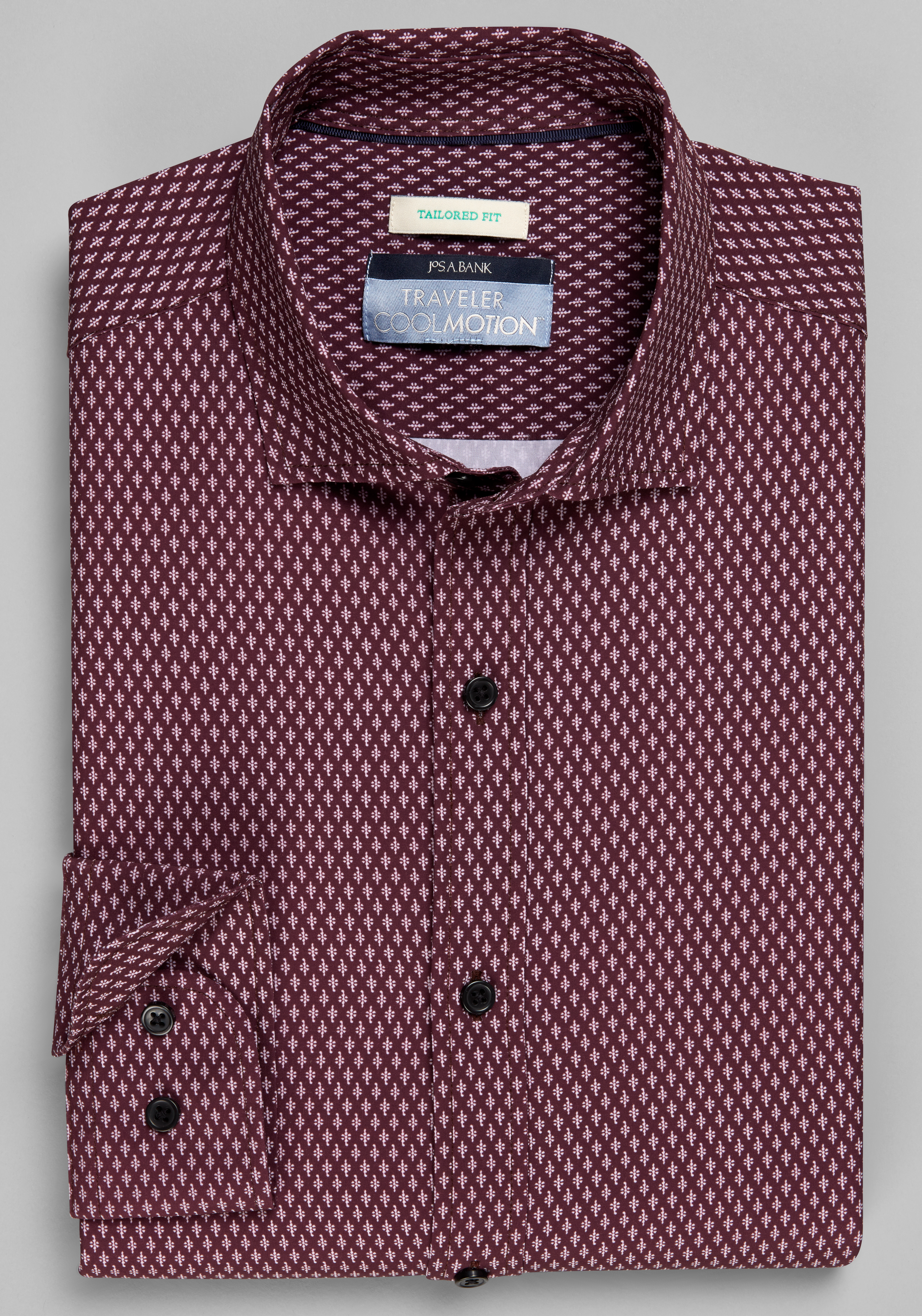 Men's Casual Tops, Traveler&reg; Collection Tailored Fit Micro Grape 4-Way Stretch Sportshirt - Jos A Bank