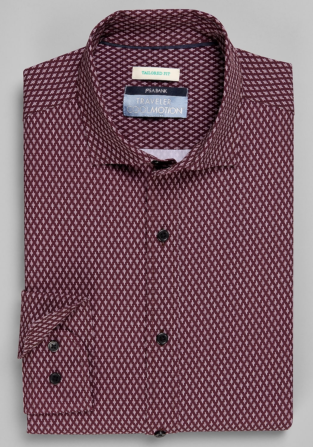 Traveler&reg; Collection Tailored Fit Micro Grape 4-Way Stretch Sportshirt