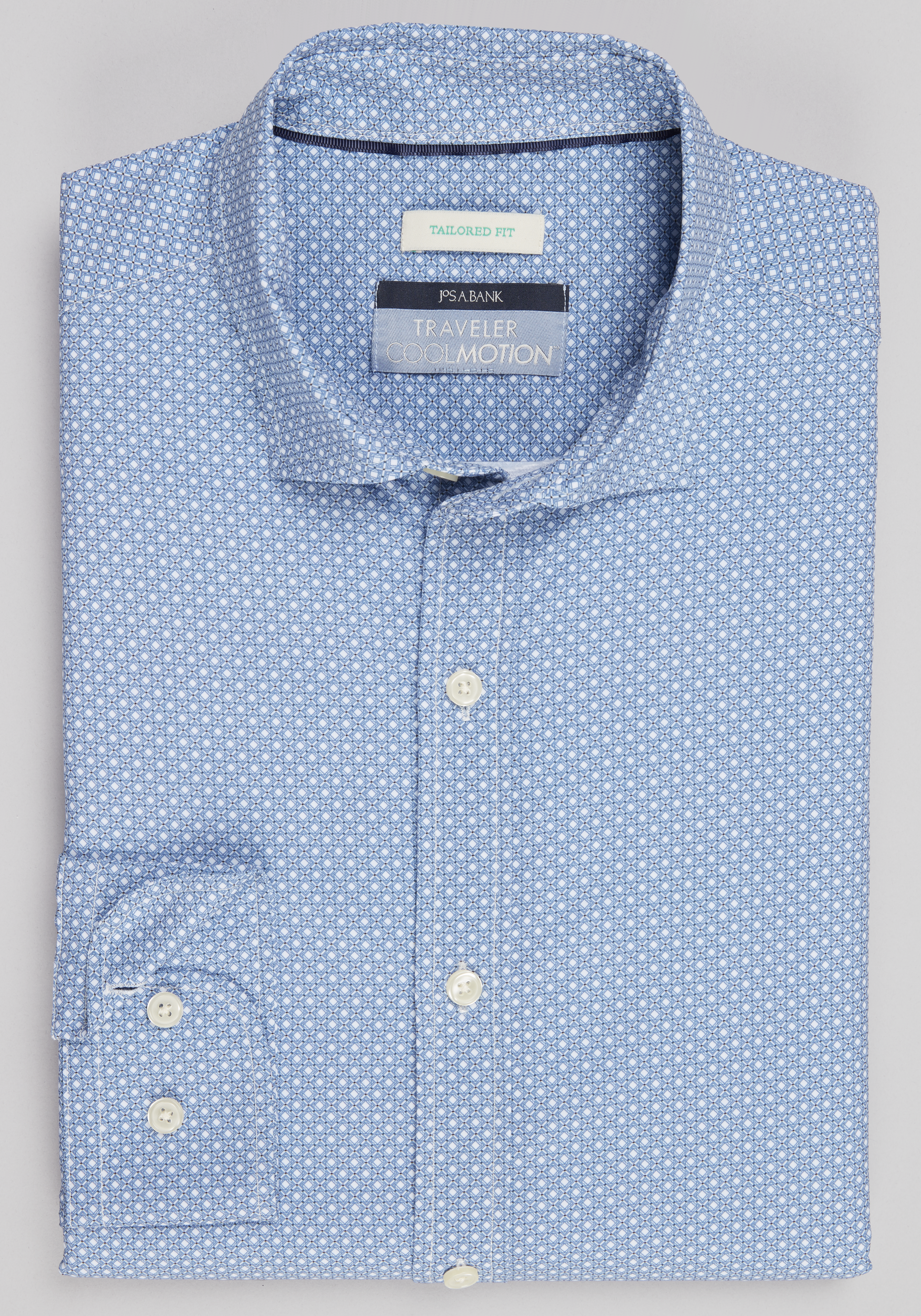 Men's Casual Tops, Traveler Collection Tailored Fit Large Diamond 4-Way Stretch Sportshirt - Jos A Bank