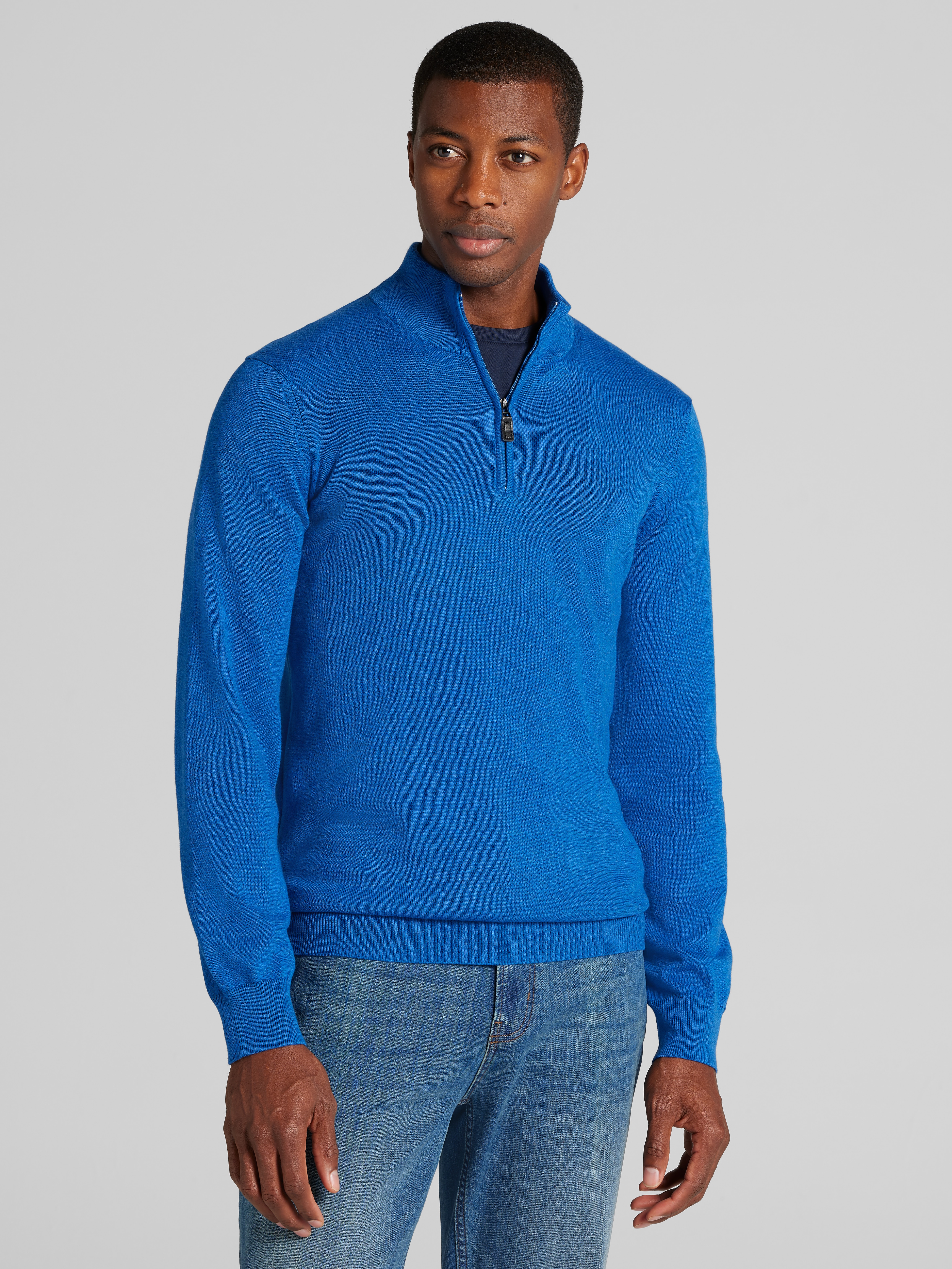 Men's Sweaters, Jos A. Bank Tailored Fit Pima Cotton 1/4-Zip Sweater - Jos A Bank