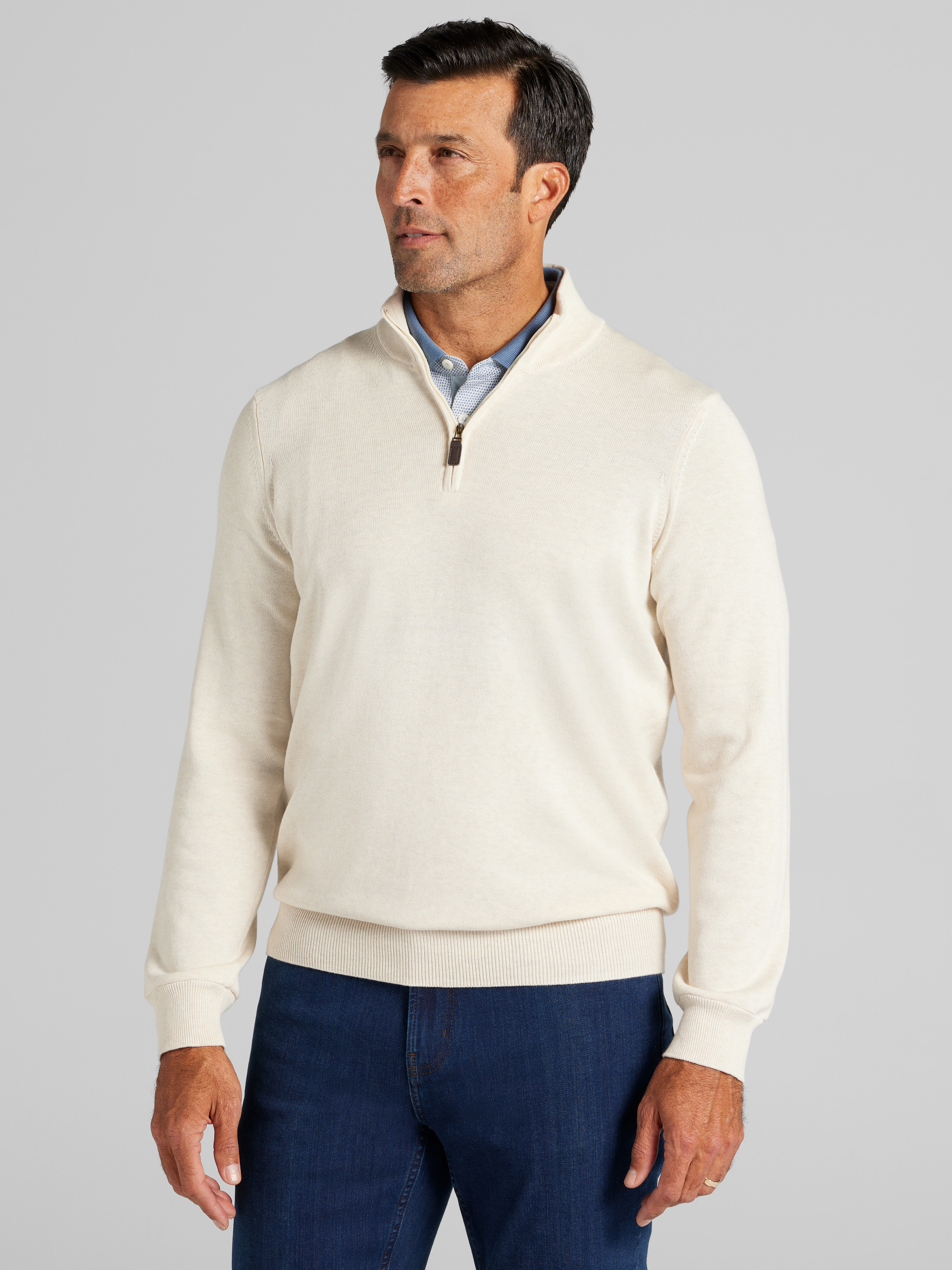 Men's Sweaters, Jos A. Bank Tailored Fit Pima Cotton 1/4-Zip Sweater - Jos A Bank