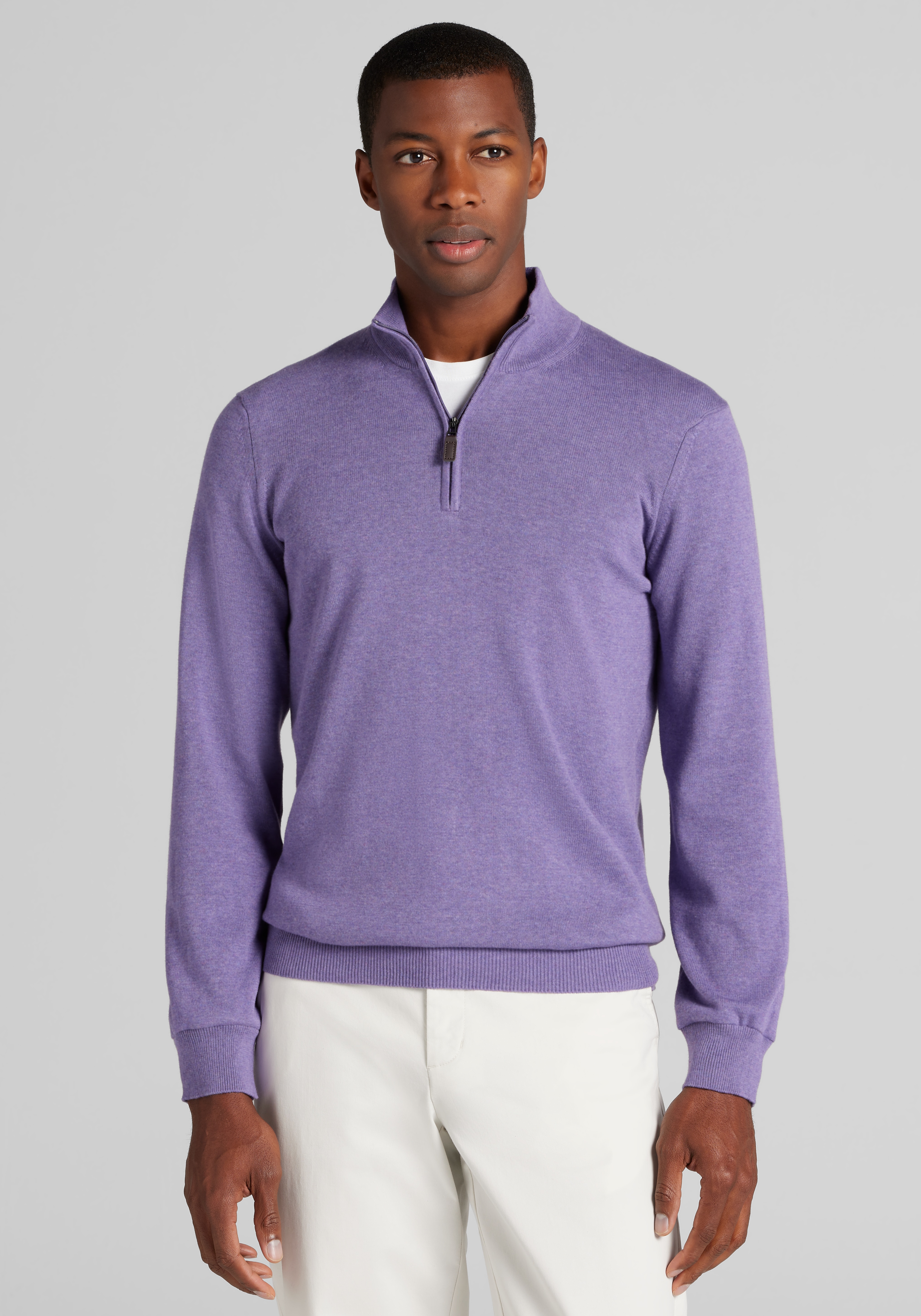 Men's Sweaters, Jos. A. Bank Tailored Fit Pima Cotton 1/4 Zip Sweater - Jos A Bank