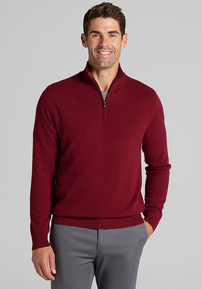 Reserve Collection Tailored Fit 1/4 Zip Cashmere Sweater Big