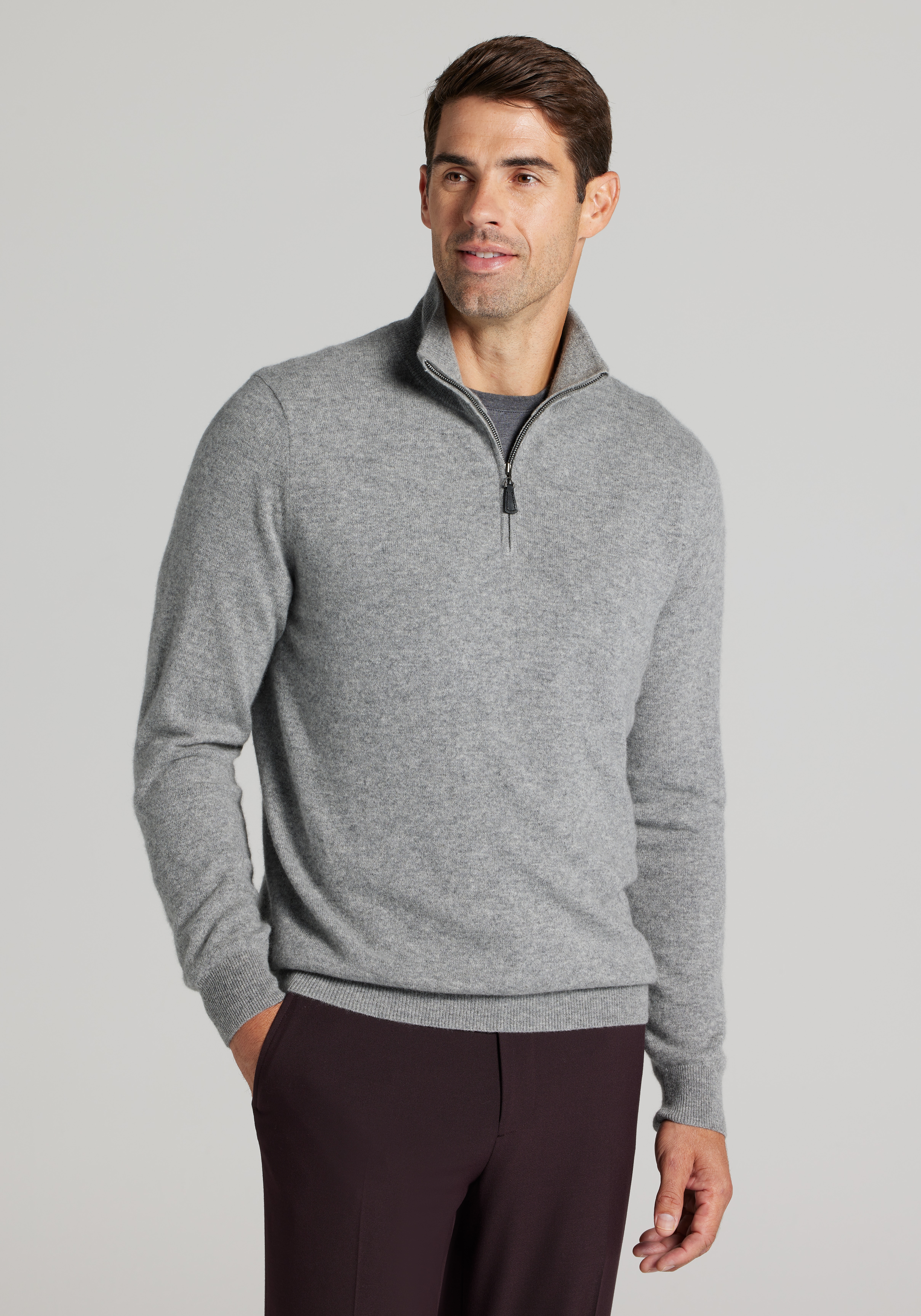 Men's Sweaters, Reserve Collection Tailored Fit 1/4 Zip Cashmere Sweater - Jos A Bank