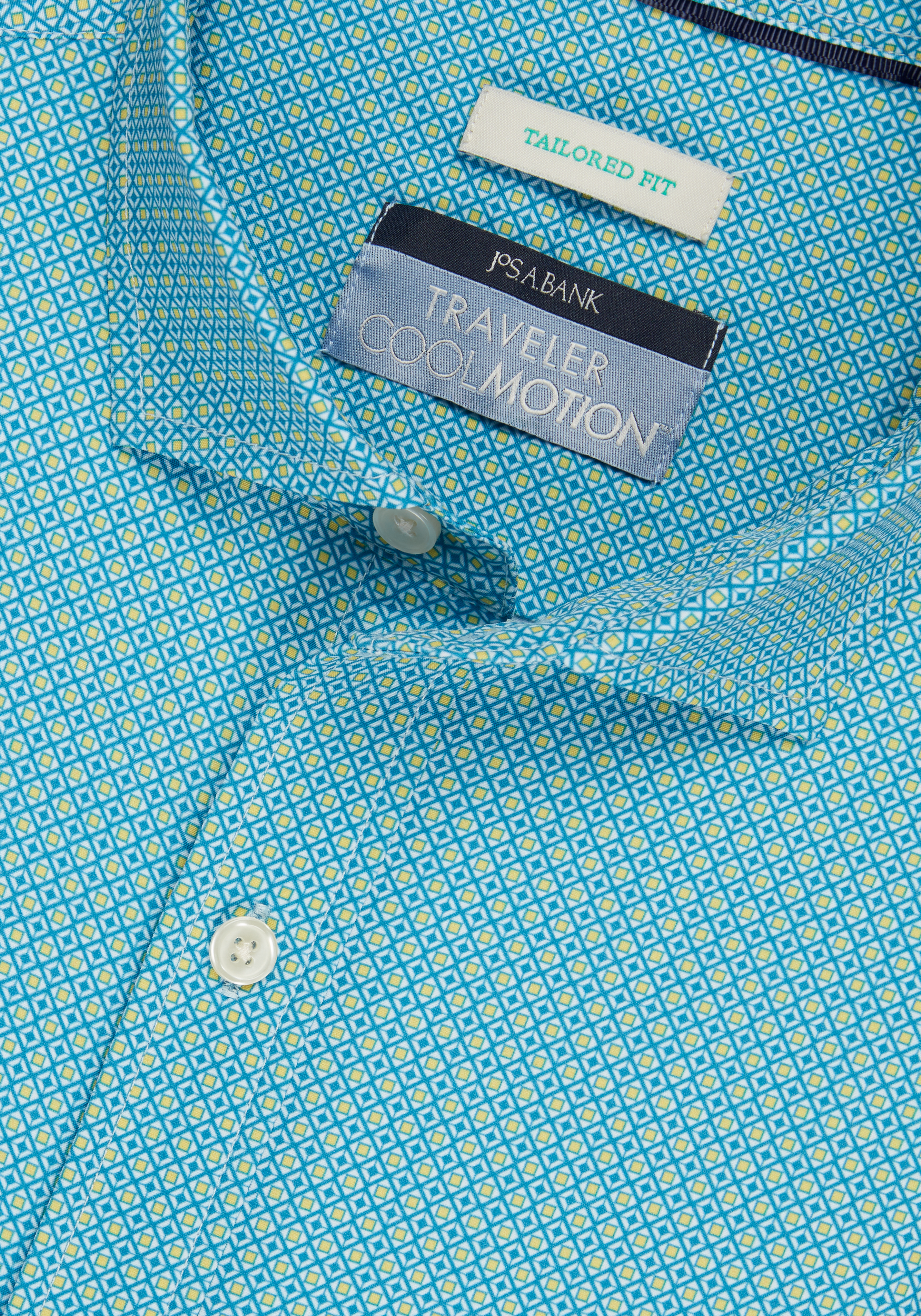 Traveler® Collection Tailored Fit Diamond Grid 4-Way Stretch Short Sleeve Sportshirt CLEARANCE