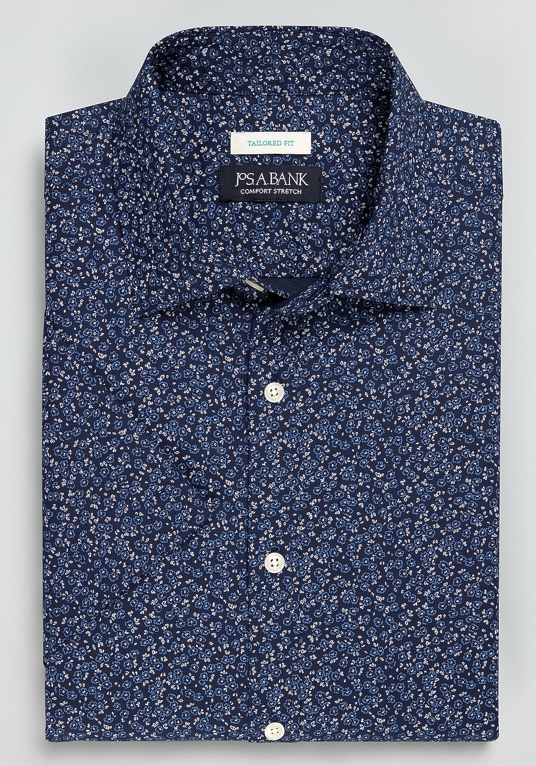 Jos. A. Bank Tailored Fit Floral Fields Short Sleeve Sportshirt - Big & Tall