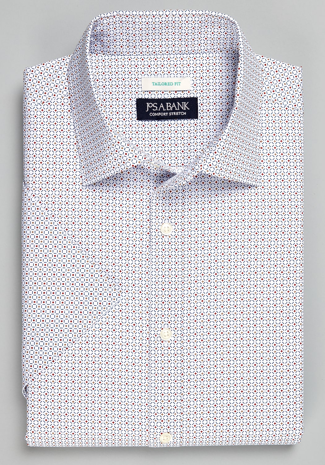 Jos. A. Bank Tailored Fit Multi Diamond Short Sleeve Sportshirt - Big & Tall