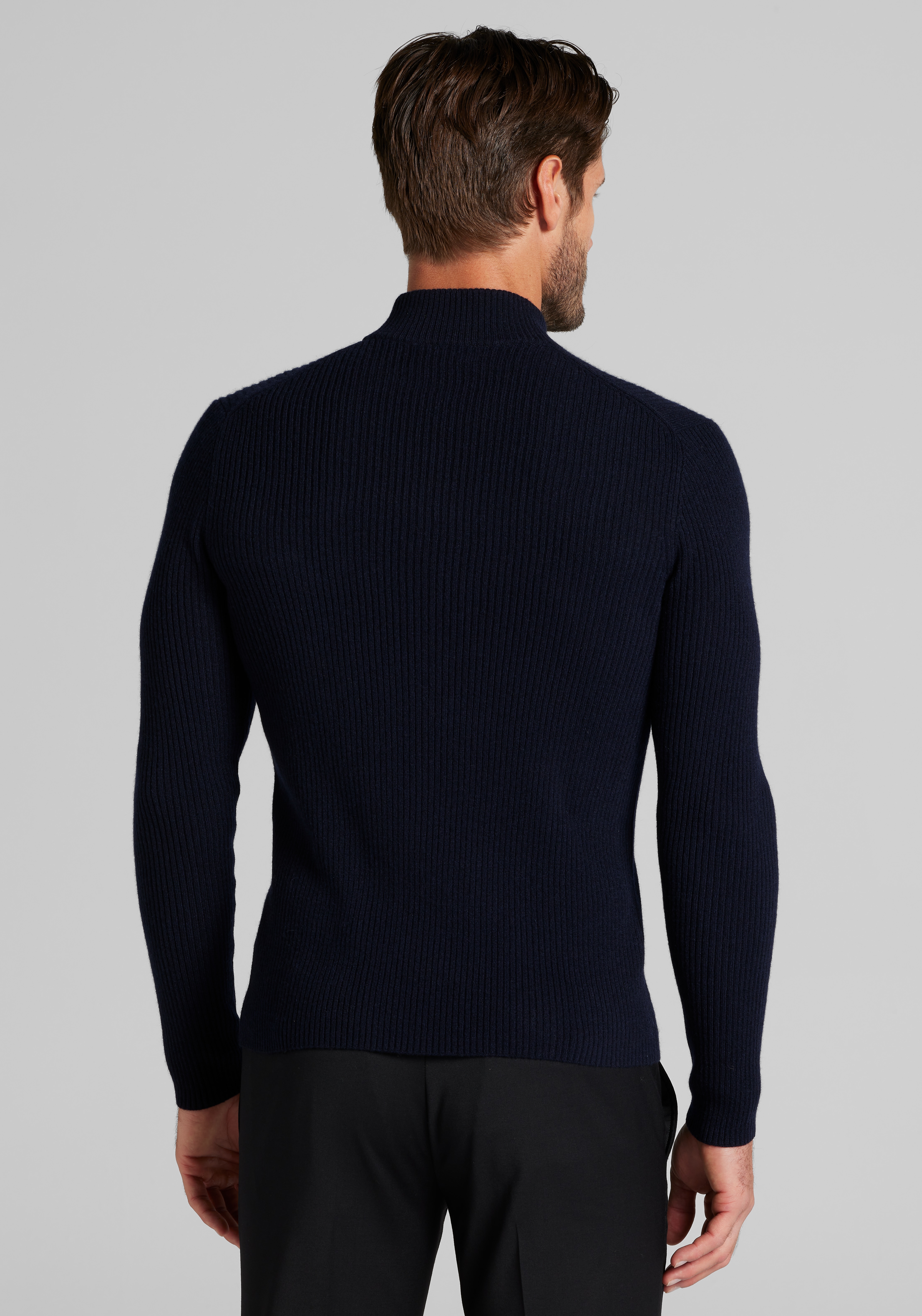 Reserve Collection Tailored Fit 2x2 Rib Mock Neck Cashmere Sweater CLEARANCE